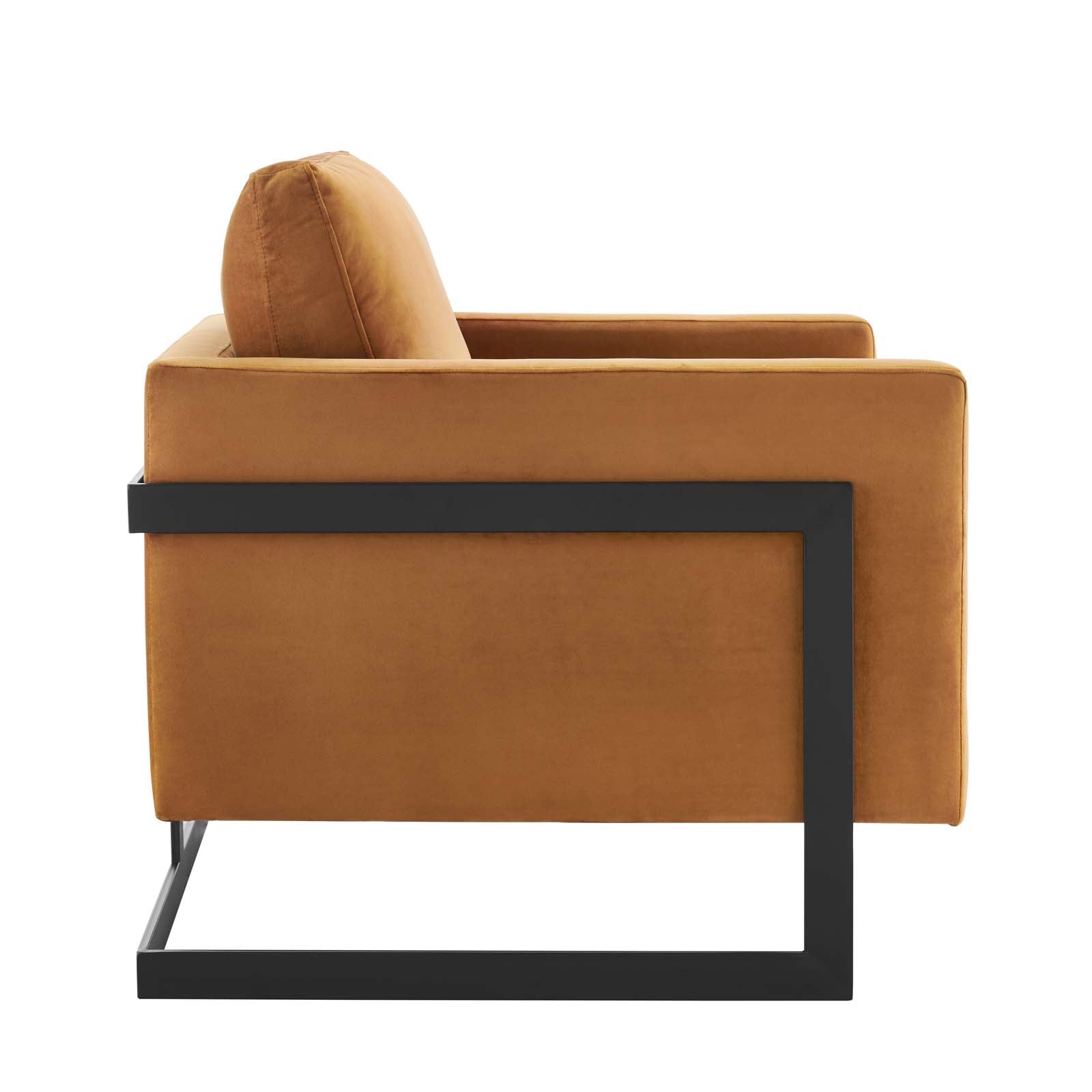 Modway Accent Chairs - Posse Performance Velvet Accent Chair Black Cognac