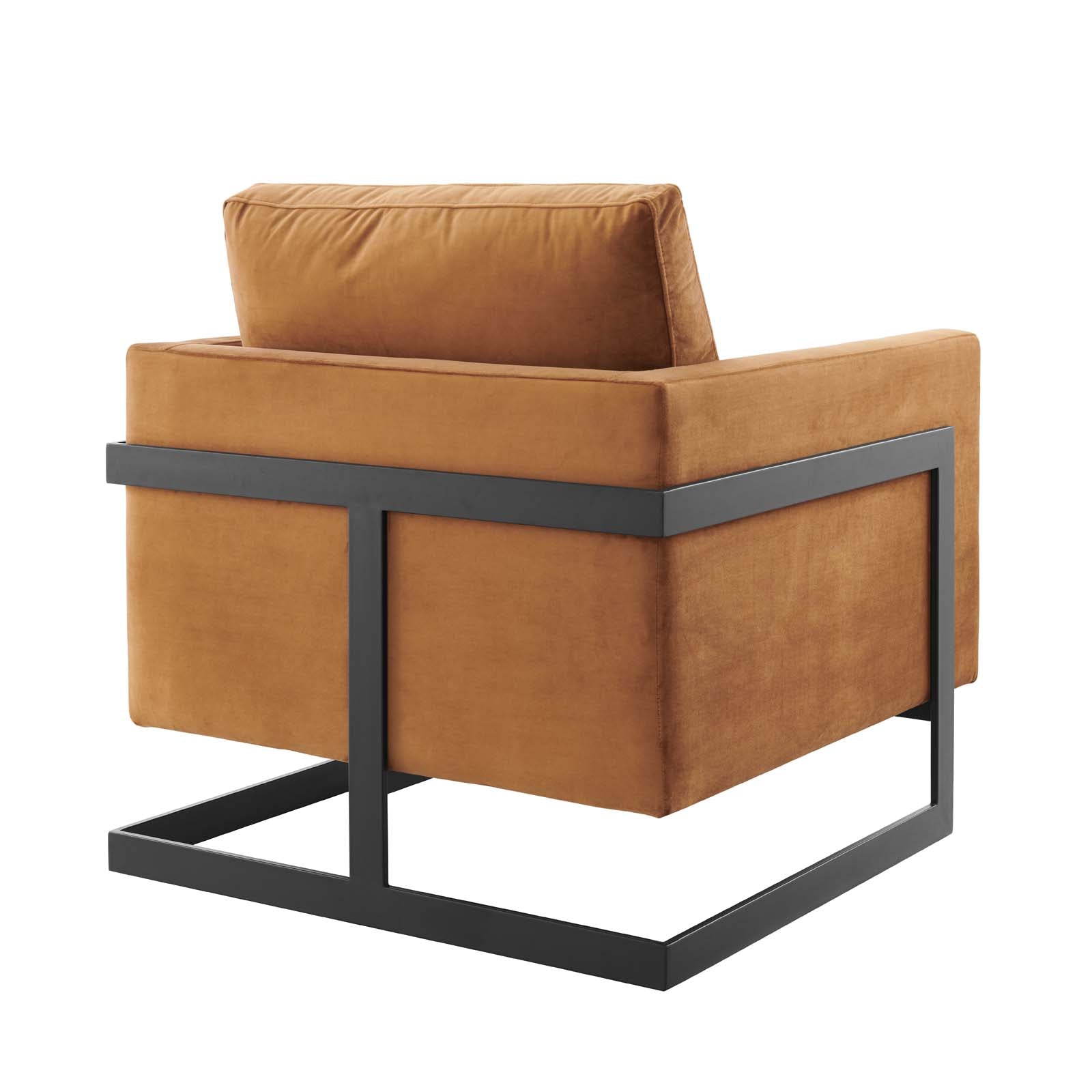 Modway Accent Chairs - Posse Performance Velvet Accent Chair Black Cognac