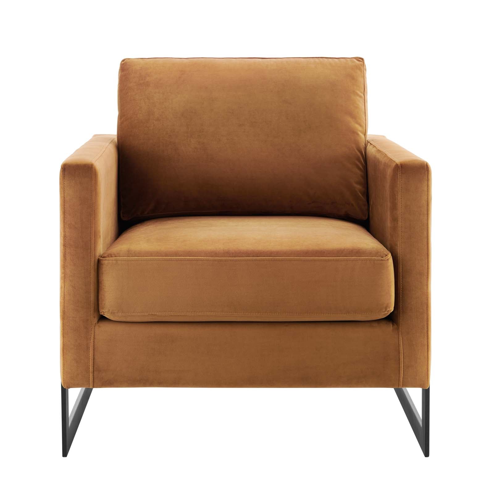 Modway Accent Chairs - Posse Performance Velvet Accent Chair Black Cognac