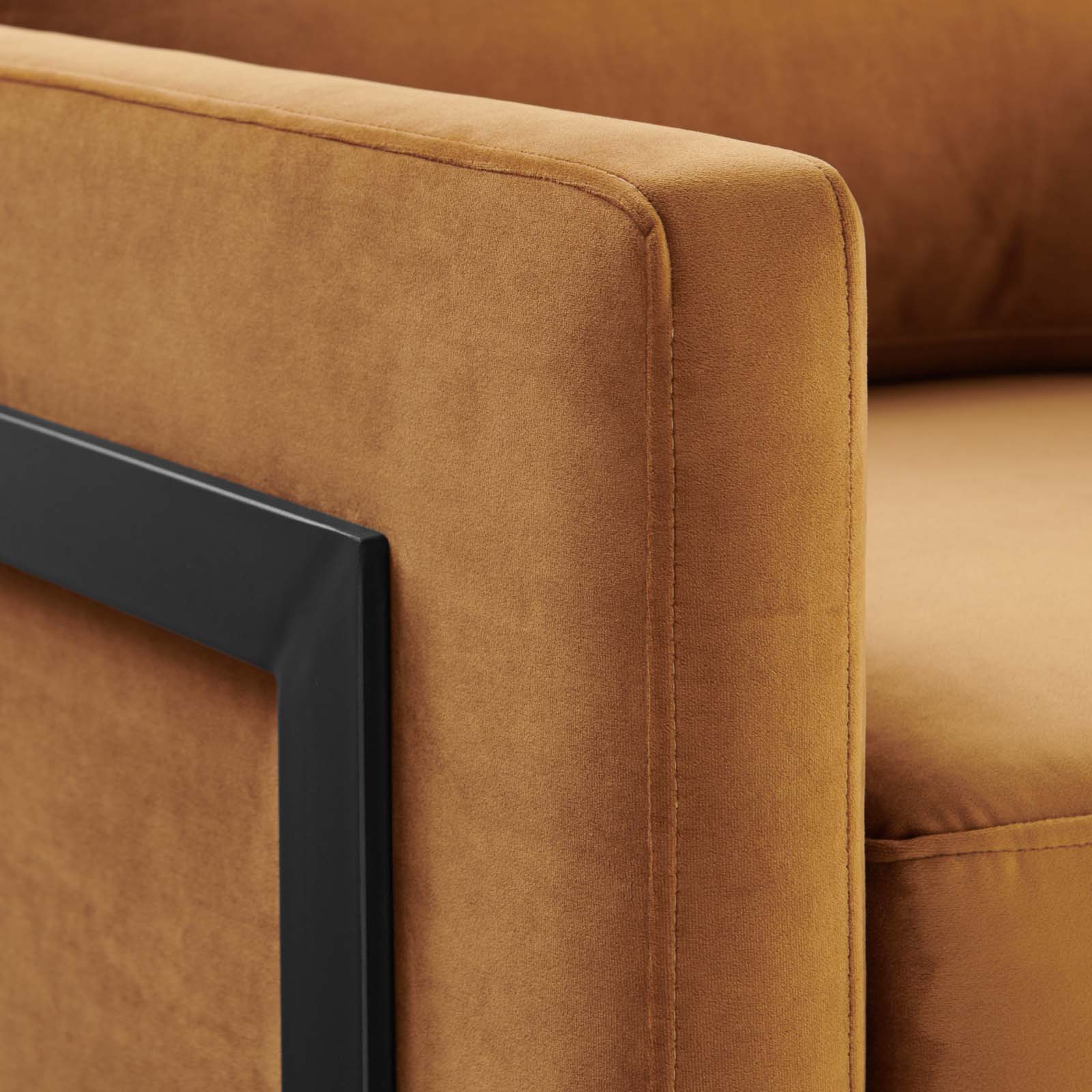 Modway Accent Chairs - Posse Performance Velvet Accent Chair Black Cognac
