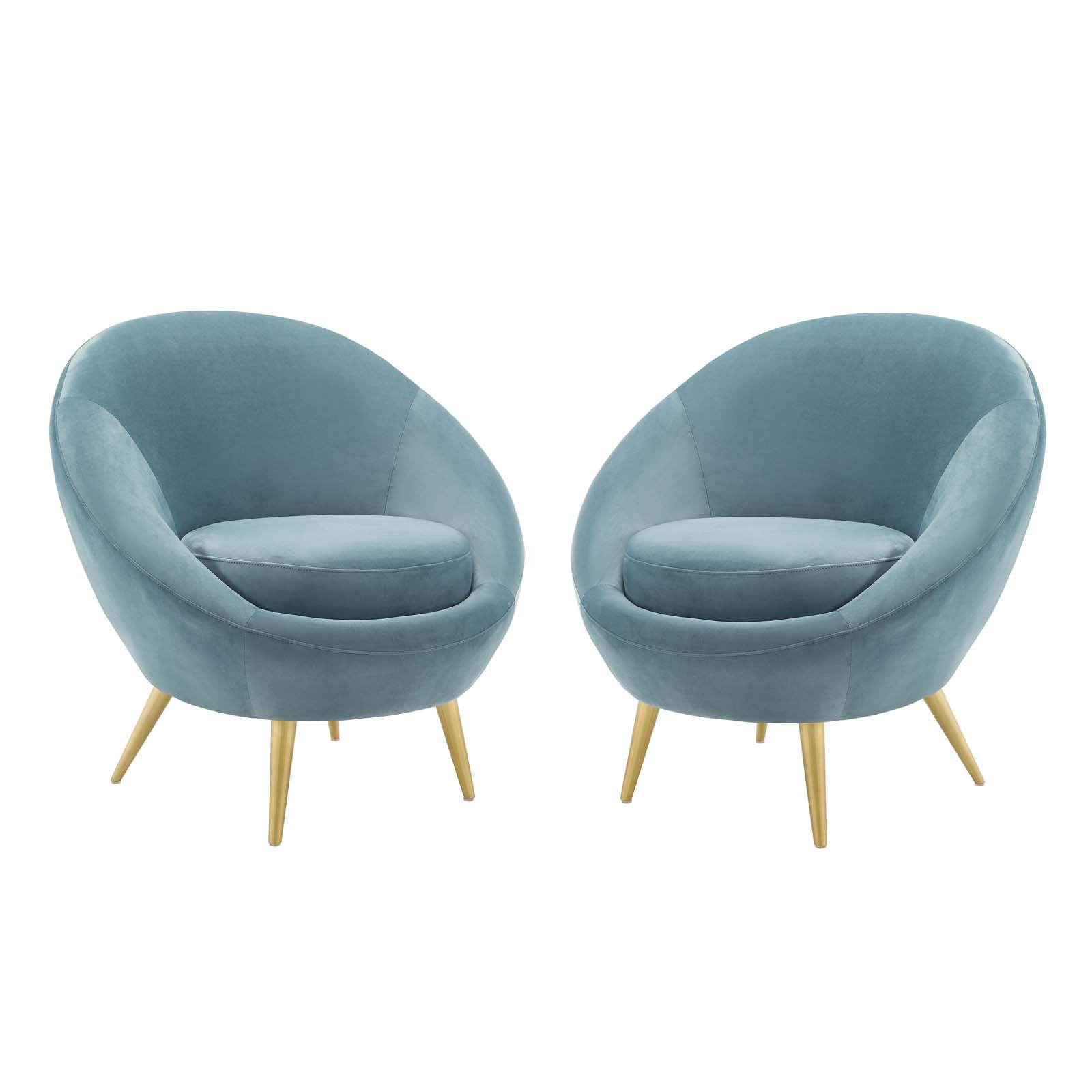 Modway Accent Chairs - Circuit Accent Chair Performance Velvet Set of 2 Light Blue