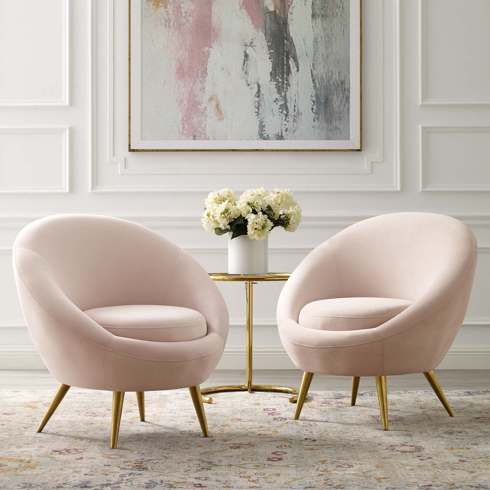 Modway Living Room Sets - Circuit Accent Chair Performance Velvet Set of 2 Pink