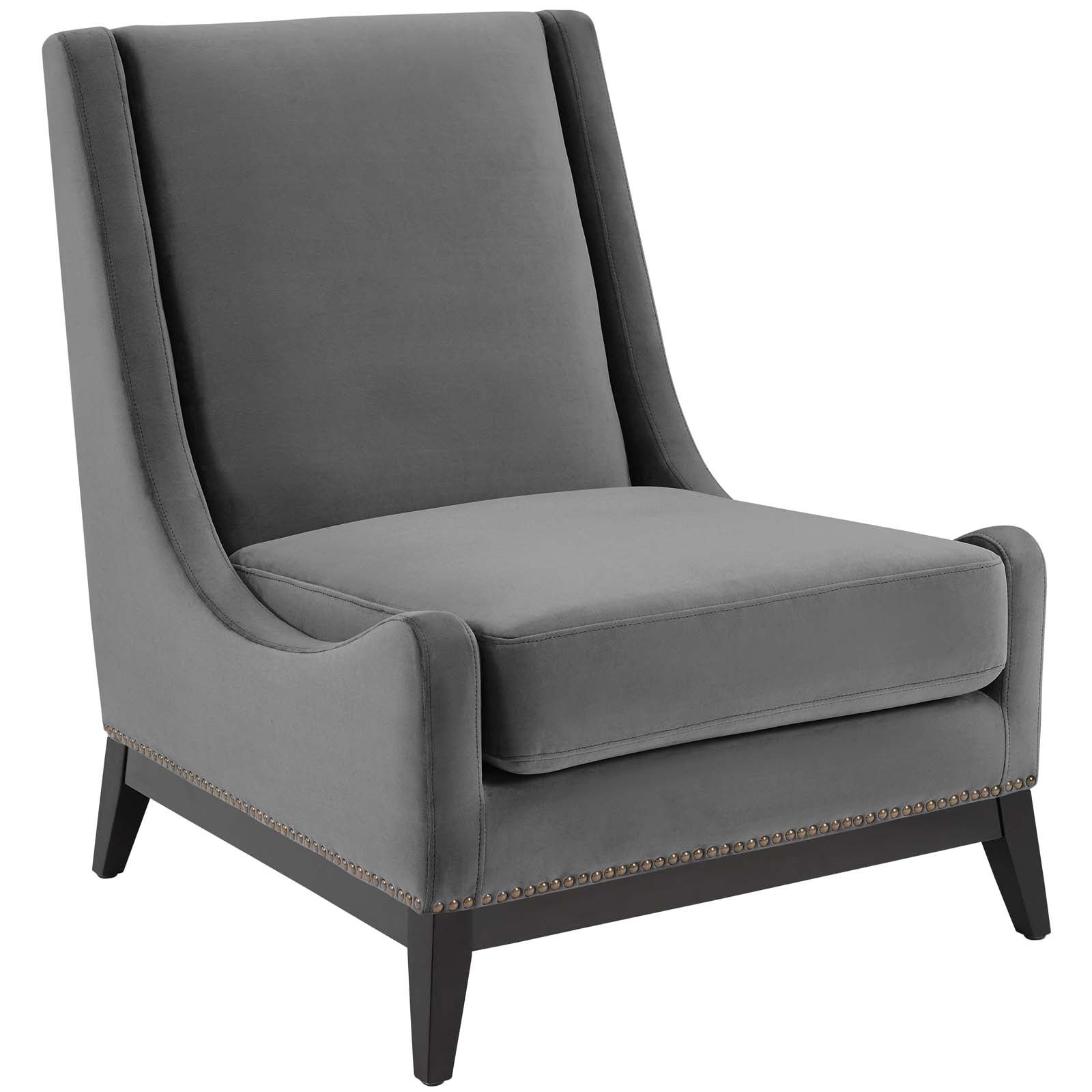 Modway Accent Chairs - Confident Lounge Chair Upholstered Performance Velvet Gray ( Set of 2 )