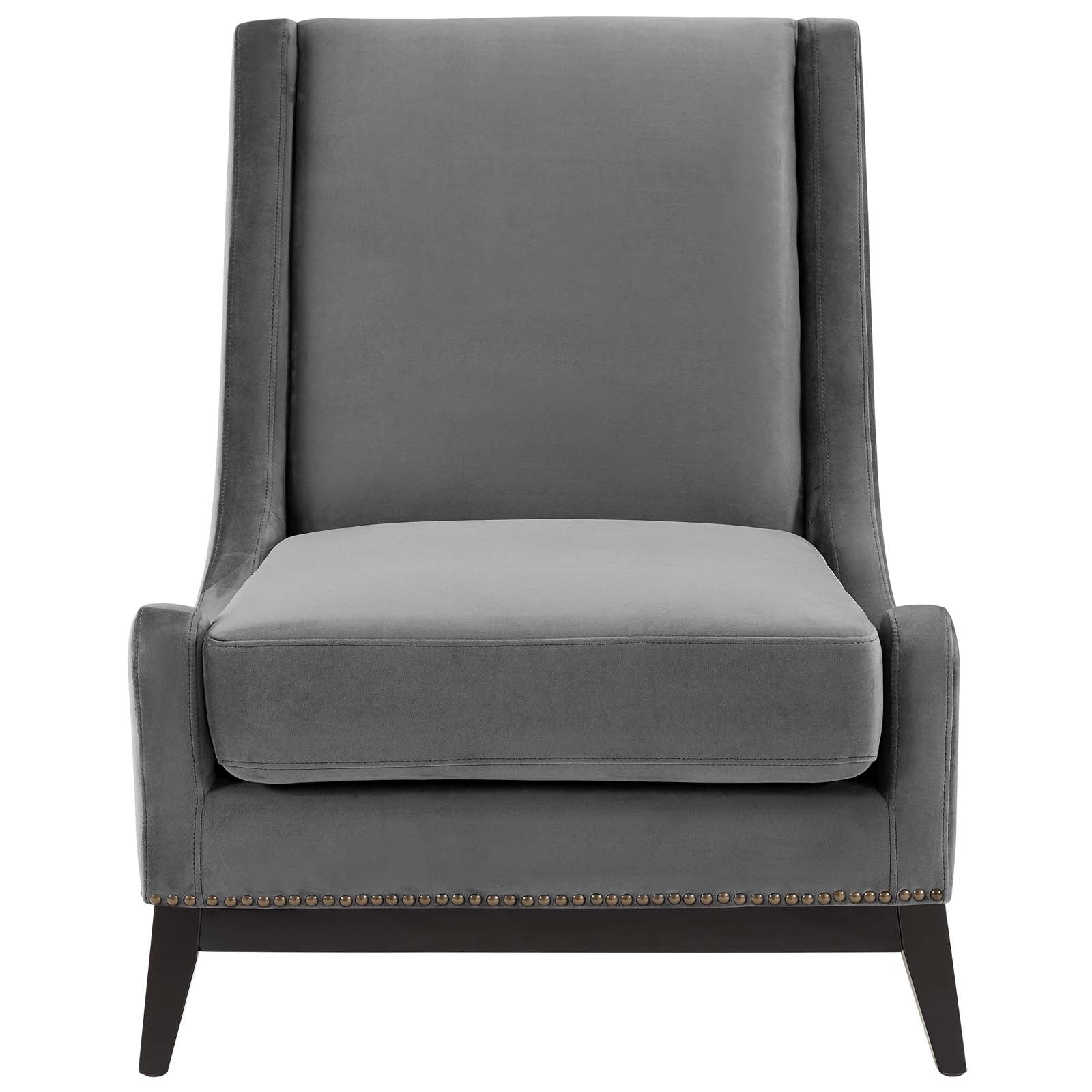 Modway Accent Chairs - Confident Lounge Chair Upholstered Performance Velvet Gray ( Set of 2 )