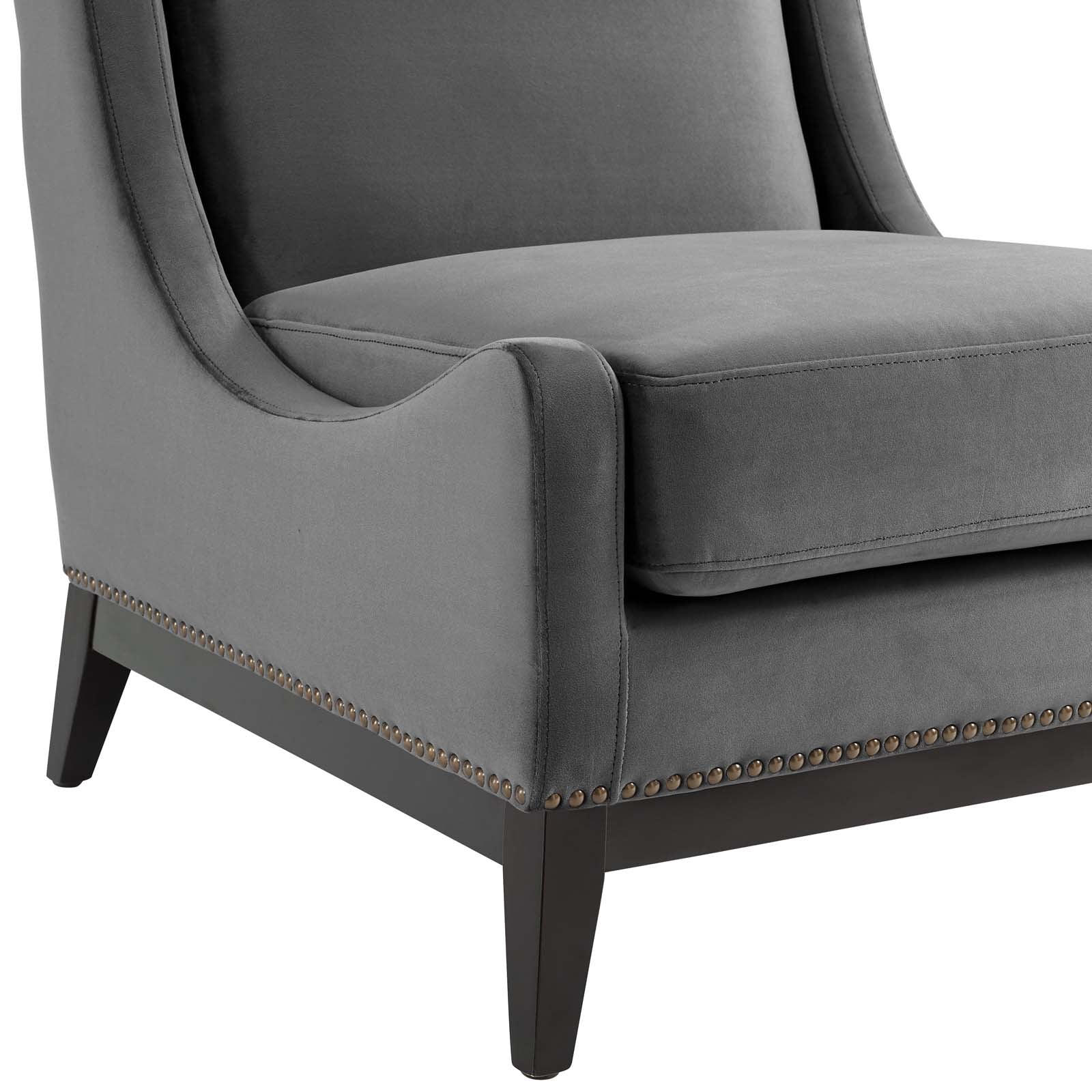 Modway Accent Chairs - Confident Lounge Chair Upholstered Performance Velvet Gray ( Set of 2 )