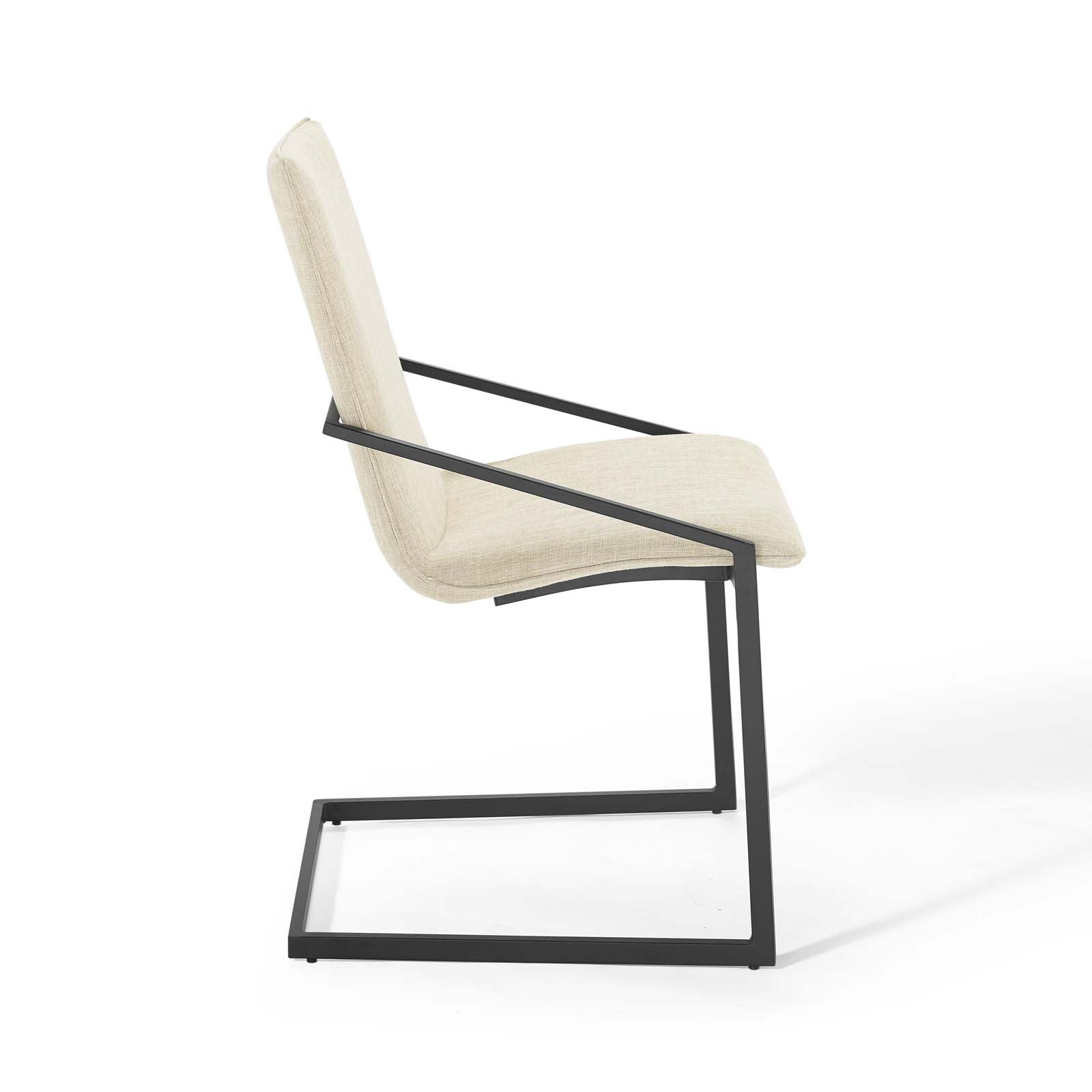 Modway Dining Chairs - Pitch Dining Armchair Upholstered Fabric Set of 2 Black Beige