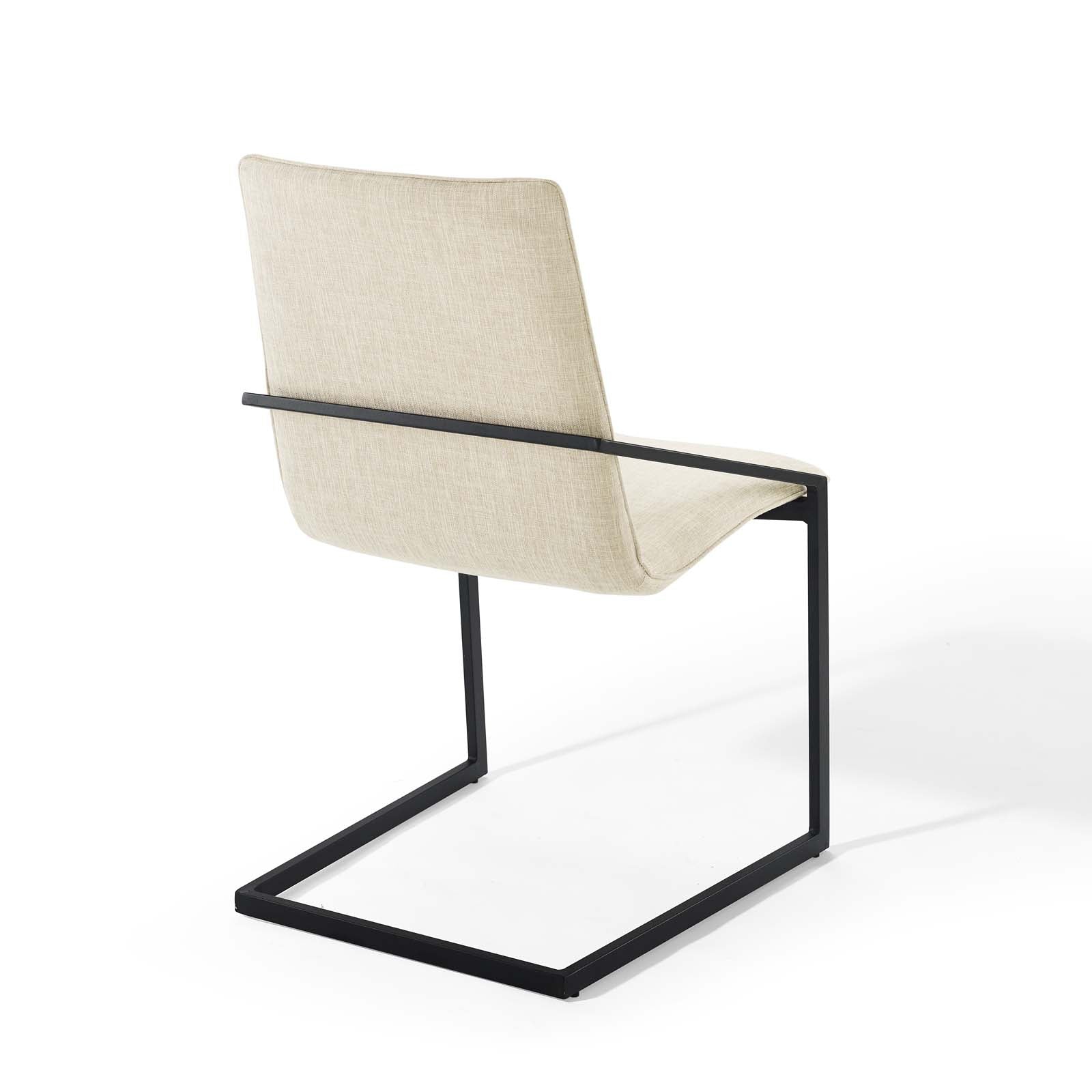 Modway Dining Chairs - Pitch Dining Armchair Upholstered Fabric Set of 2 Black Beige