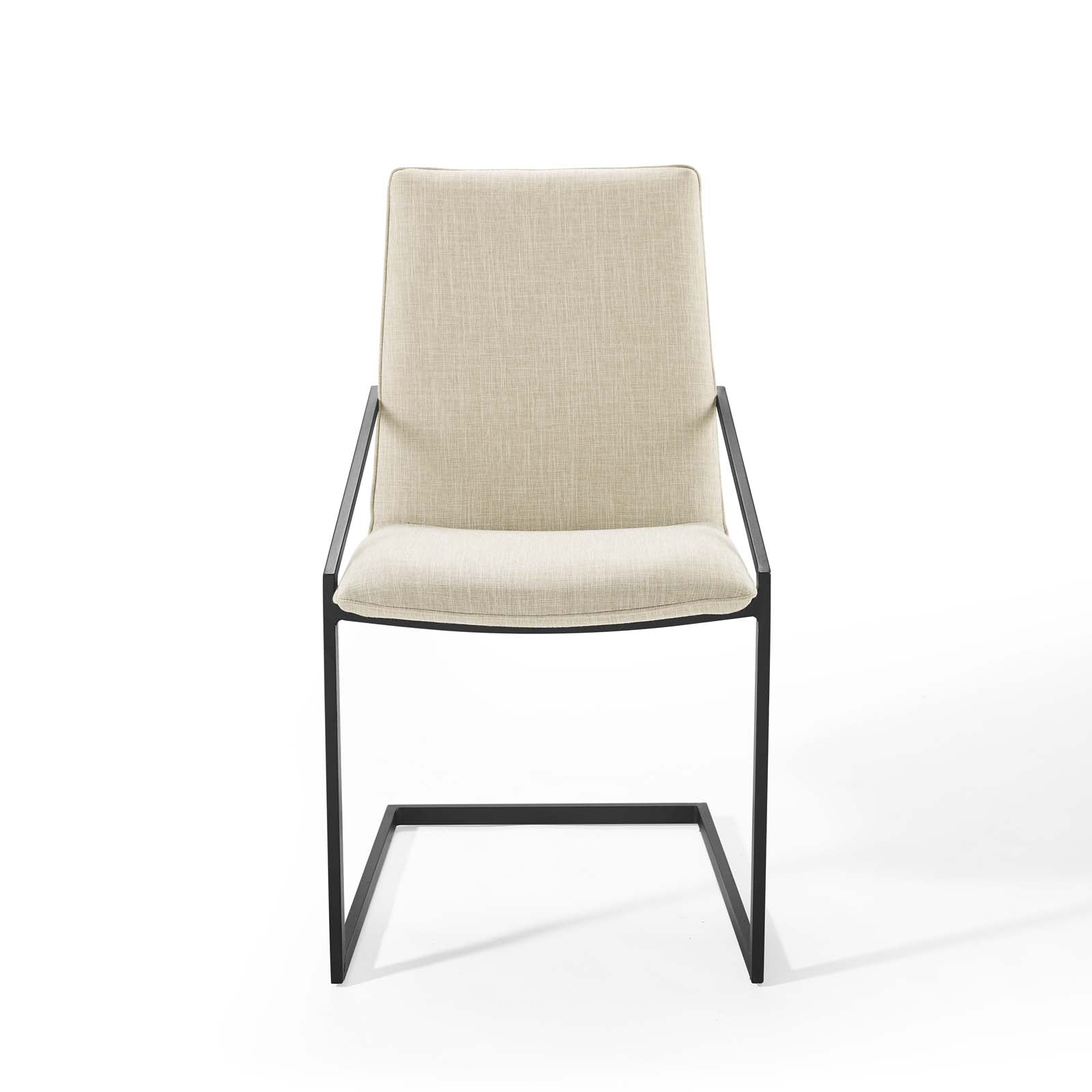 Modway Dining Chairs - Pitch Dining Armchair Upholstered Fabric Set of 2 Black Beige