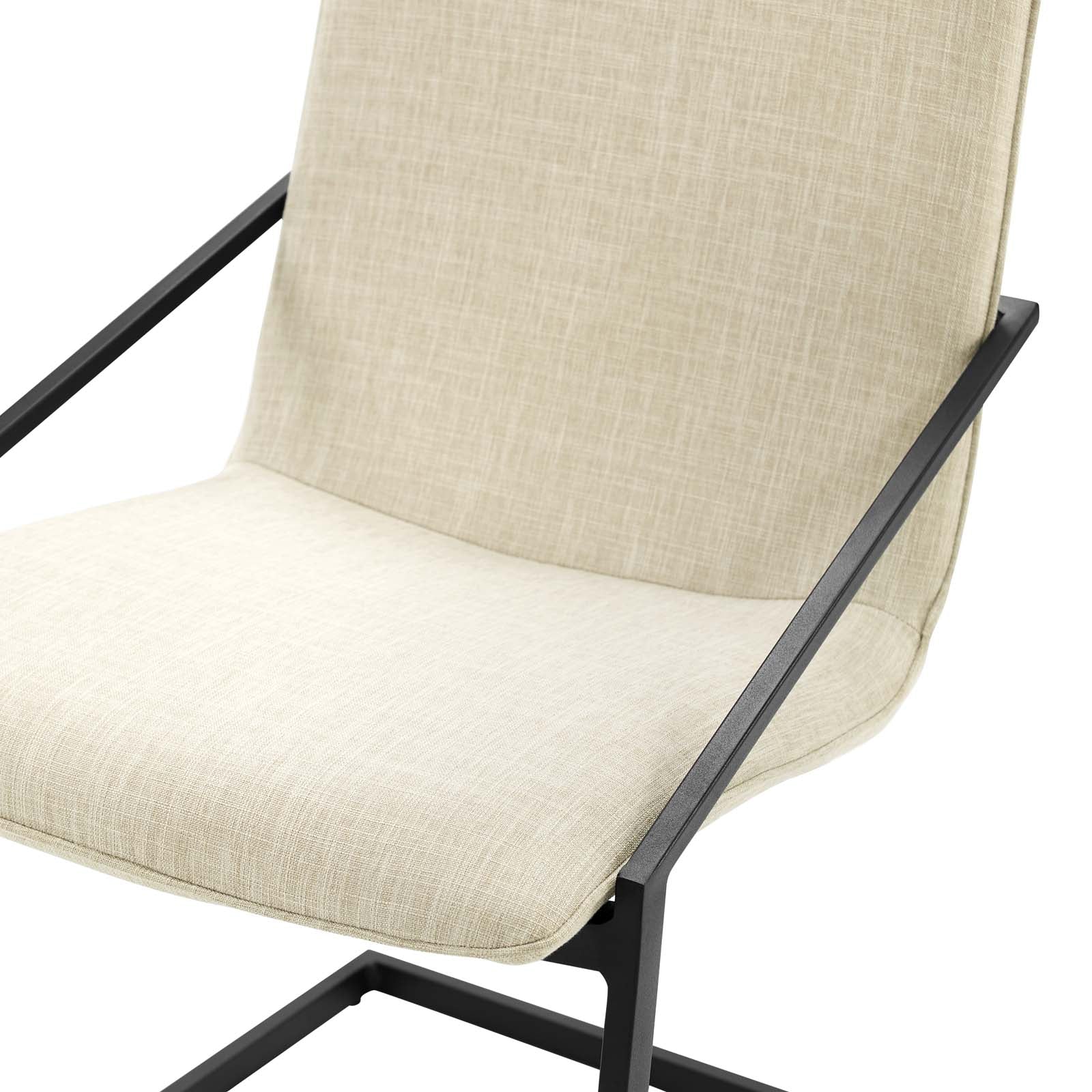 Modway Dining Chairs - Pitch Dining Armchair Upholstered Fabric Set of 2 Black Beige