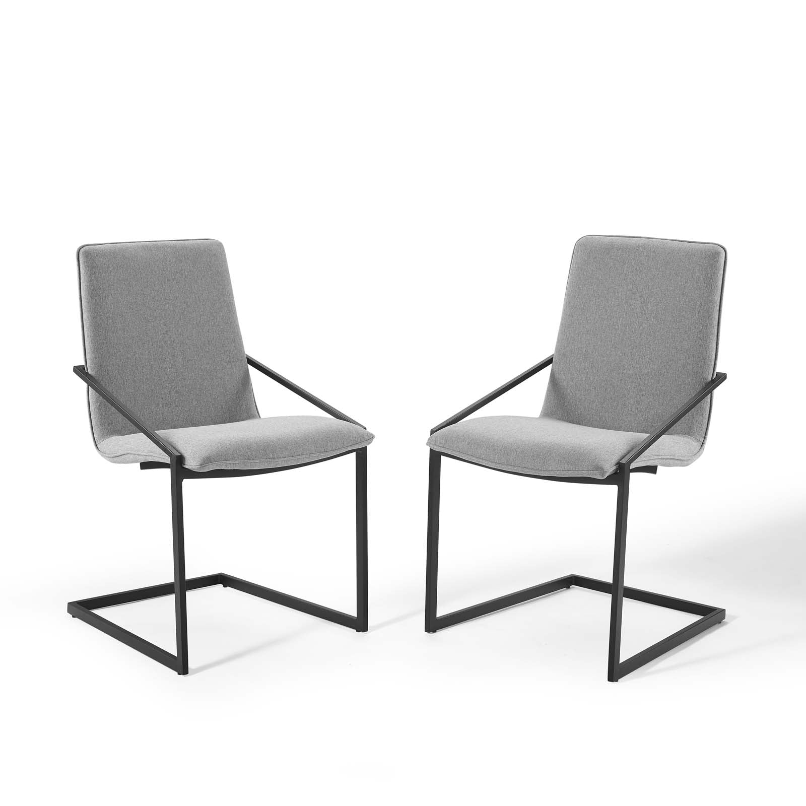 Modway Dining Chairs - Pitch Dining Armchair Upholstered Fabric Black Light Gray (Set of 2)