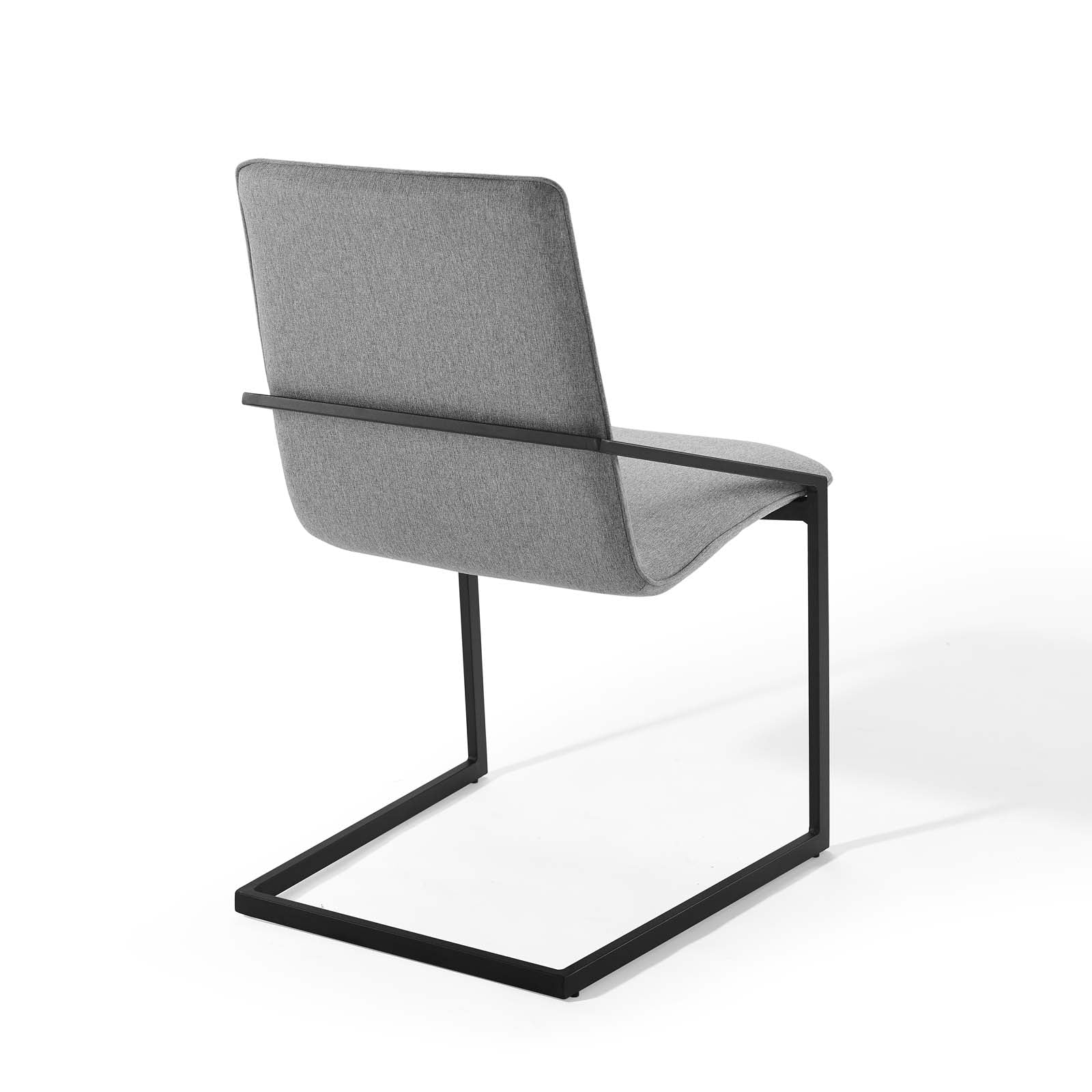 Modway Dining Chairs - Pitch Dining Armchair Upholstered Fabric Black Light Gray (Set of 2)