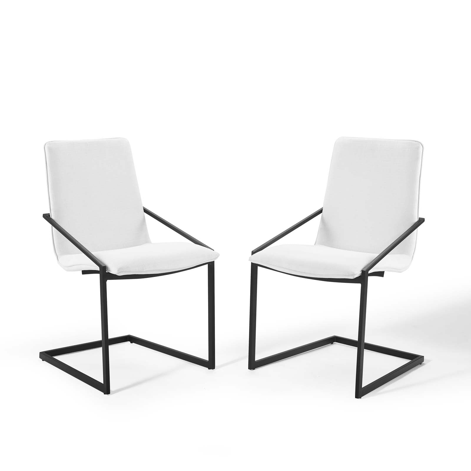 Modway Dining Chairs - Pitch Dining Armchair Upholstered Fabric Black White (Set of 2)