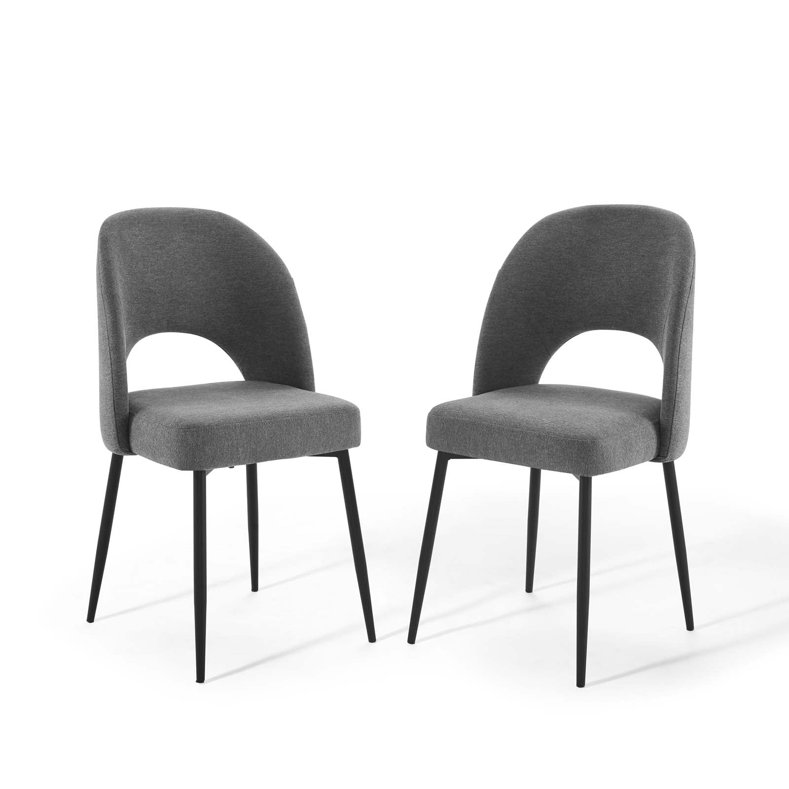 Modway Dining Chairs - Rouse Dining Side Chair Upholstered Fabric Set of 2 Black Charcoal