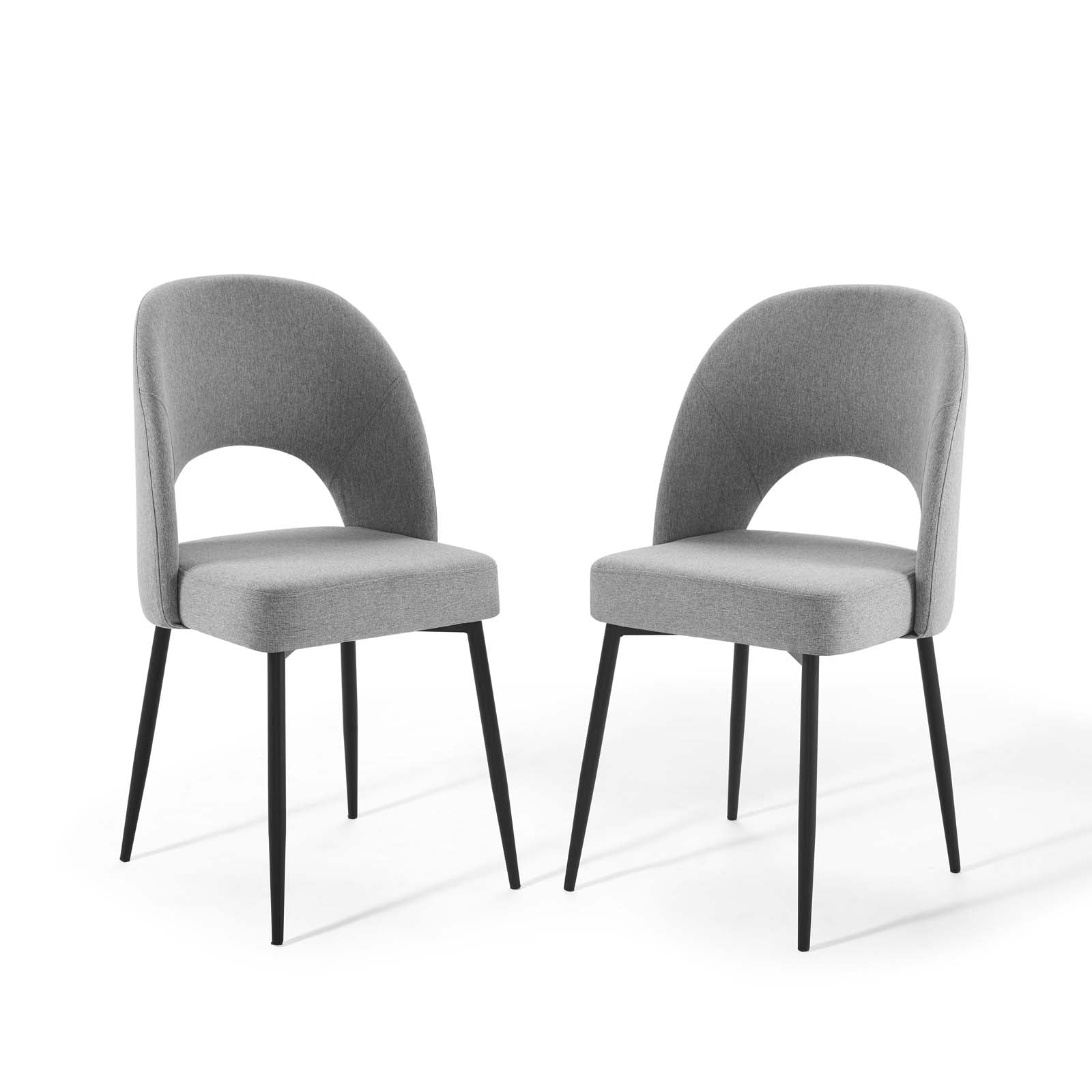 Modway Dining Chairs - Rouse Dining Side Chair Upholstered Fabric Set of 2 Black Light Gray