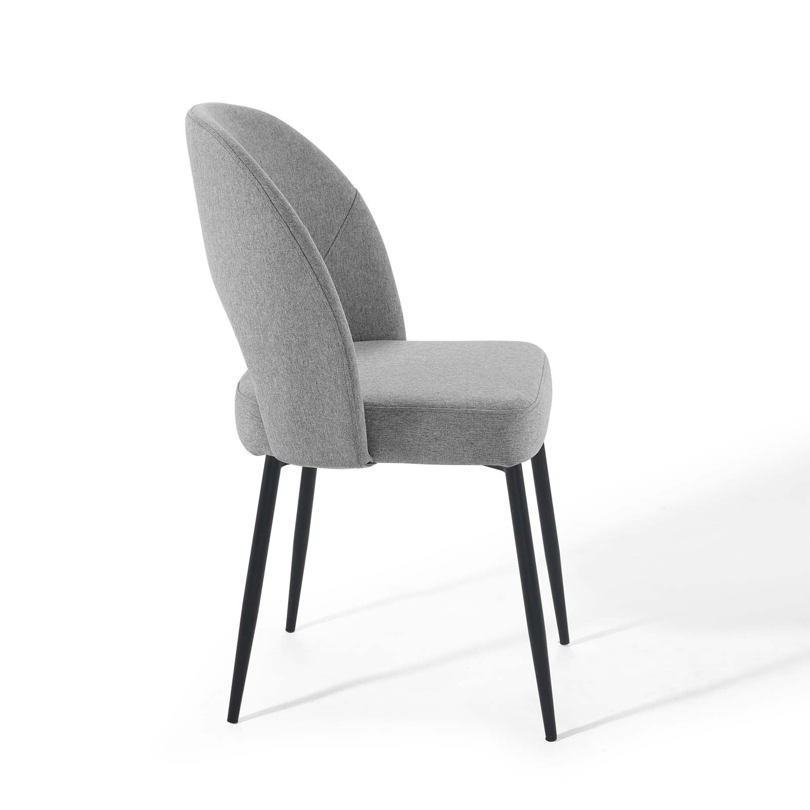 Modway Dining Chairs - Rouse Dining Side Chair Upholstered Fabric Set of 2 Black Light Gray