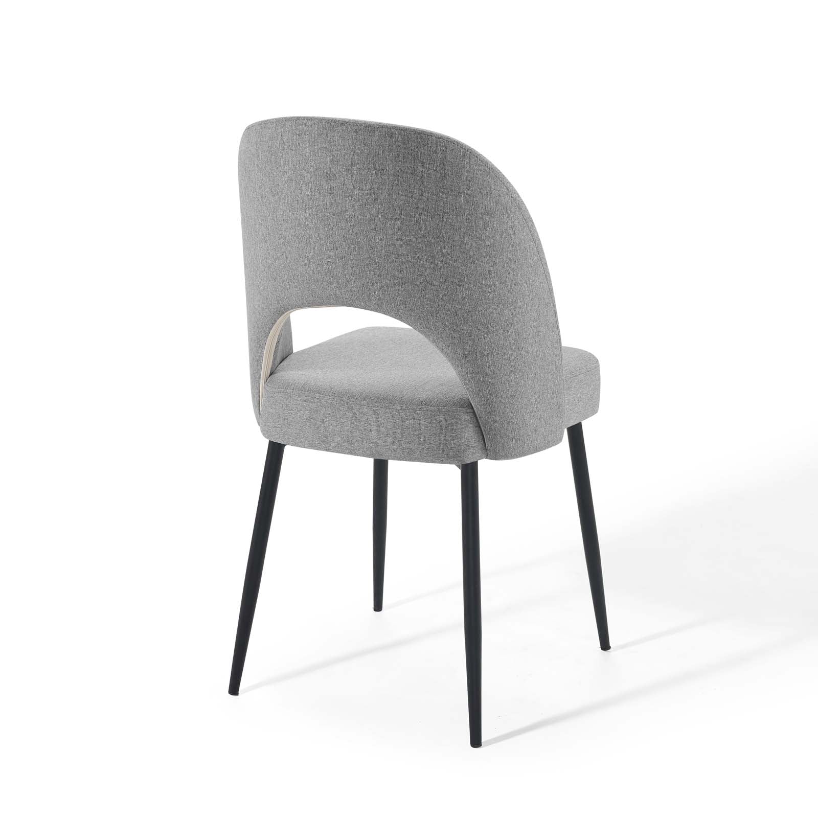 Modway Dining Chairs - Rouse Dining Side Chair Upholstered Fabric Set of 2 Black Light Gray