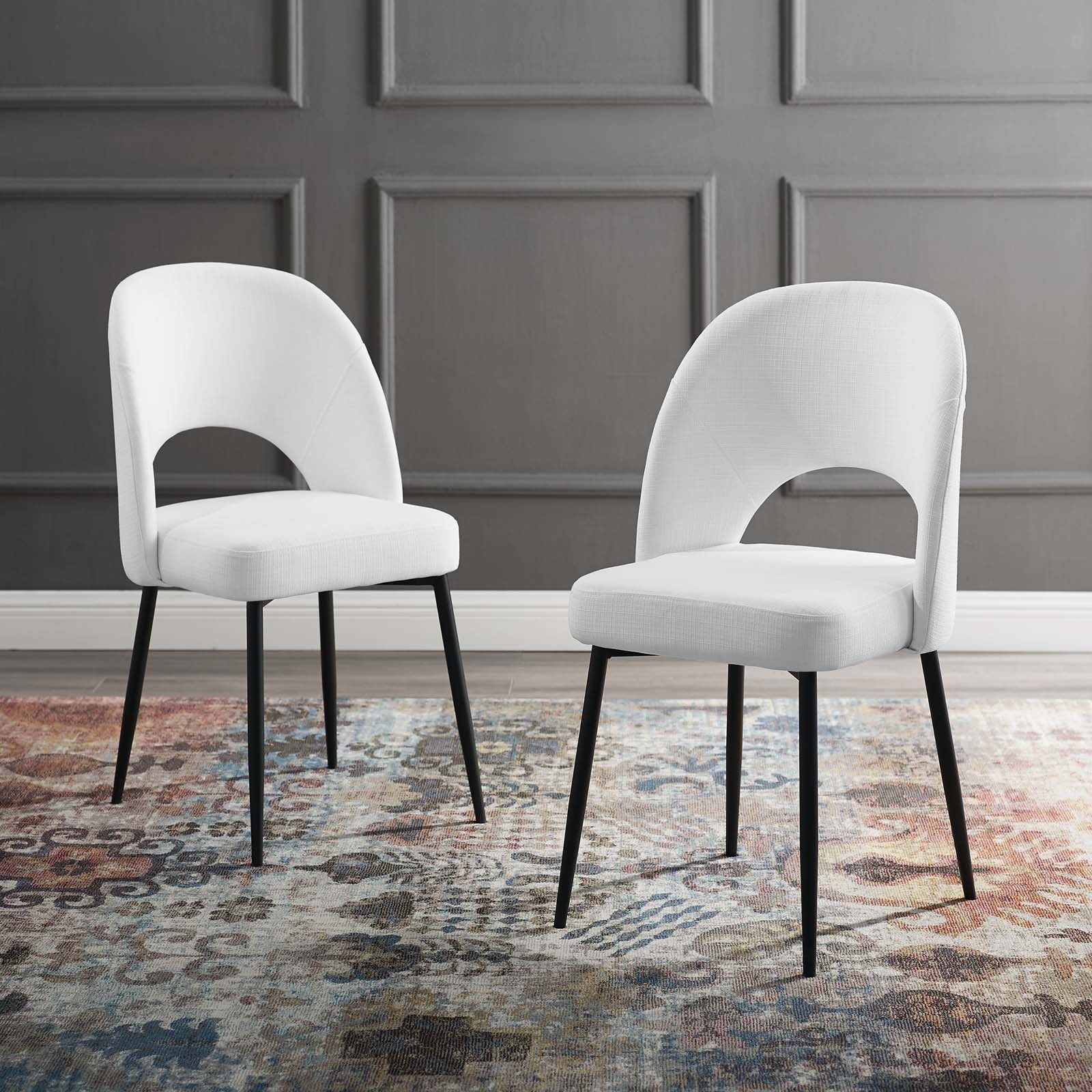 Modway Dining Chairs - Rouse Dining Side Chair Upholstered Fabric Set of 2 Black White