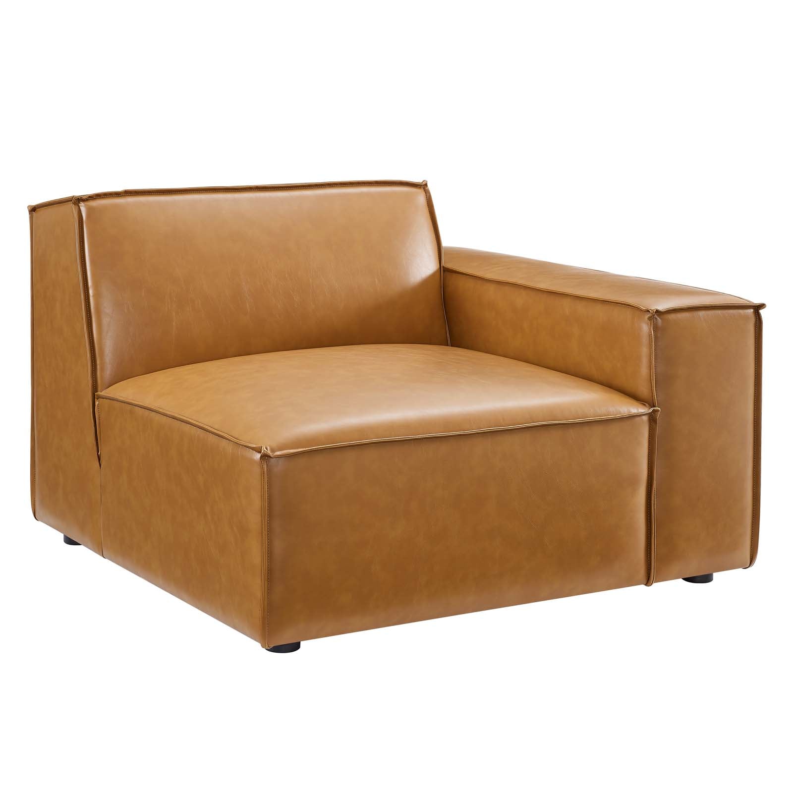 Modway Accent Chairs - Restore Right-Arm Vegan Leather Sectional Sofa Chair Tan