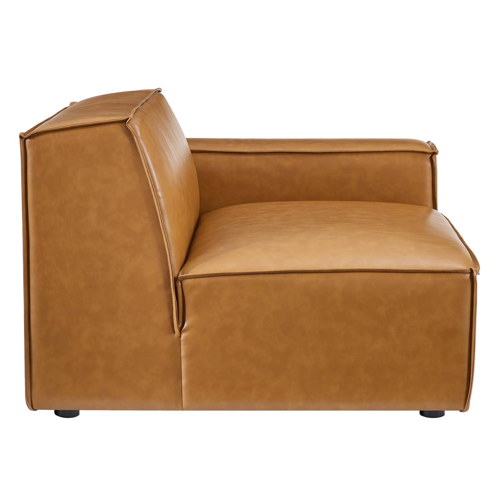Modway Accent Chairs - Restore Right-Arm Vegan Leather Sectional Sofa Chair Tan