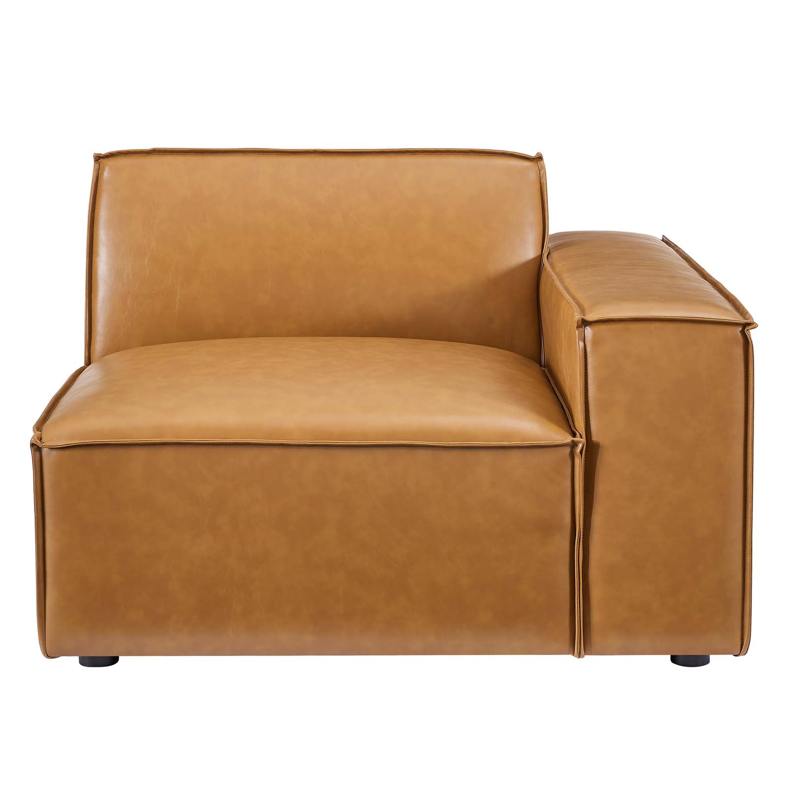 Modway Accent Chairs - Restore Right-Arm Vegan Leather Sectional Sofa Chair Tan