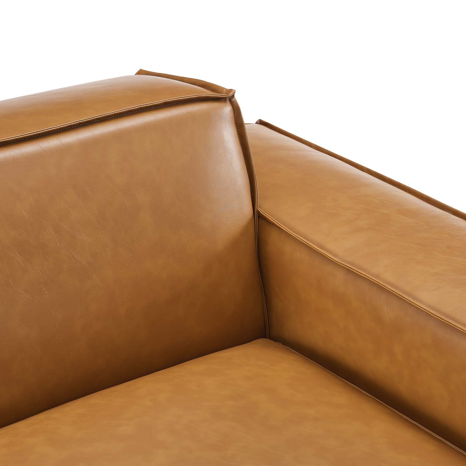 Modway Accent Chairs - Restore Right-Arm Vegan Leather Sectional Sofa Chair Tan