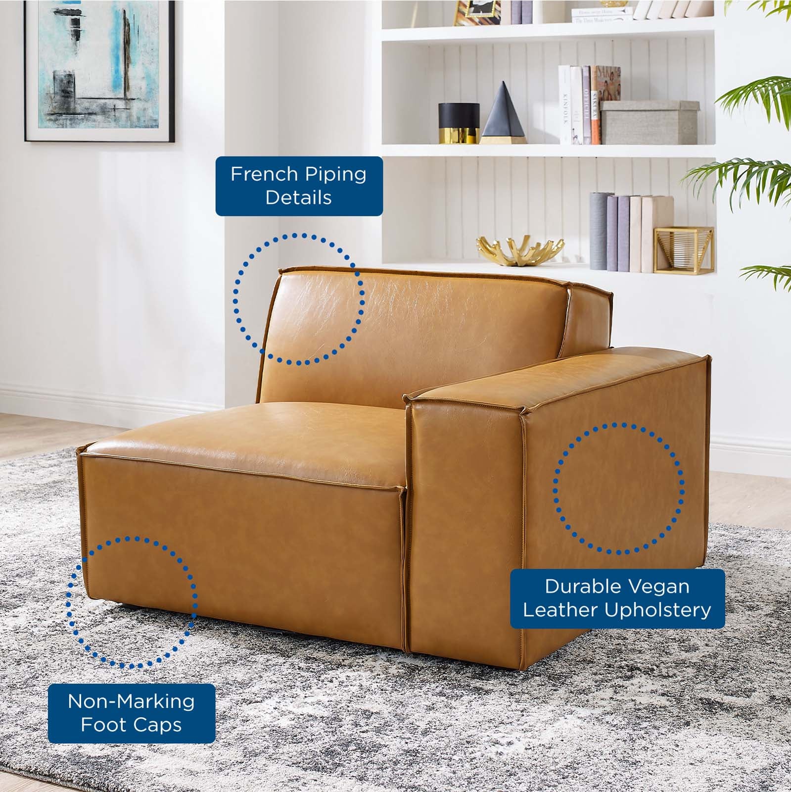 Modway Accent Chairs - Restore Right-Arm Vegan Leather Sectional Sofa Chair Tan