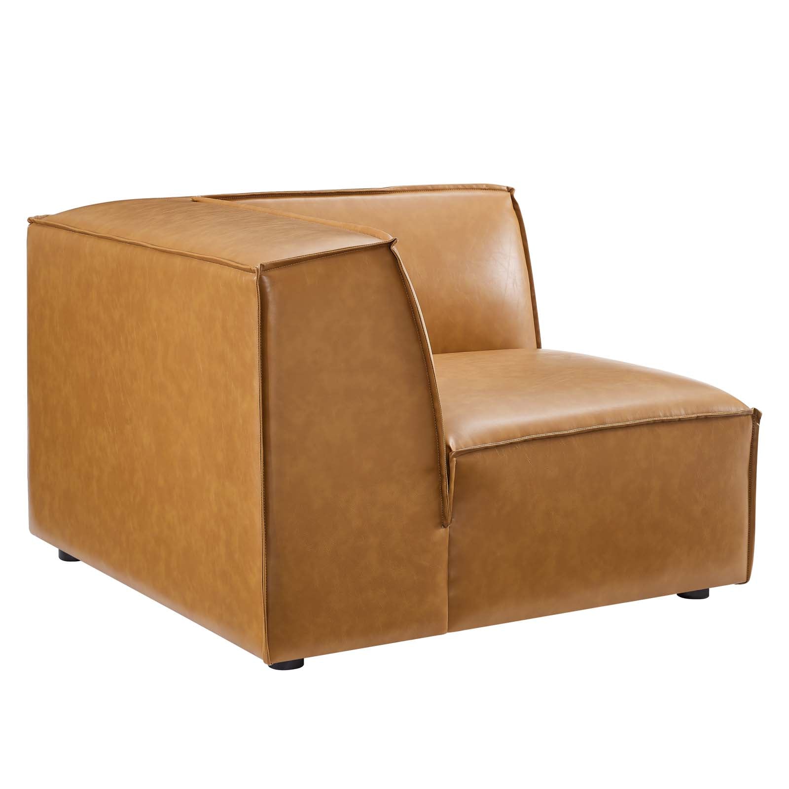 Modway Accent Chairs - Restore Vegan Leather Sectional Sofa Corner Chair Tan