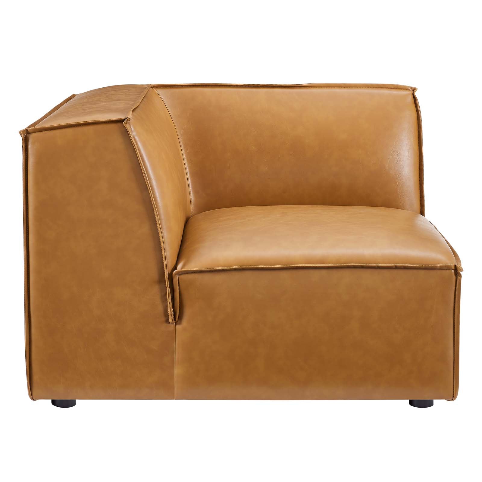 Modway Accent Chairs - Restore Vegan Leather Sectional Sofa Corner Chair Tan