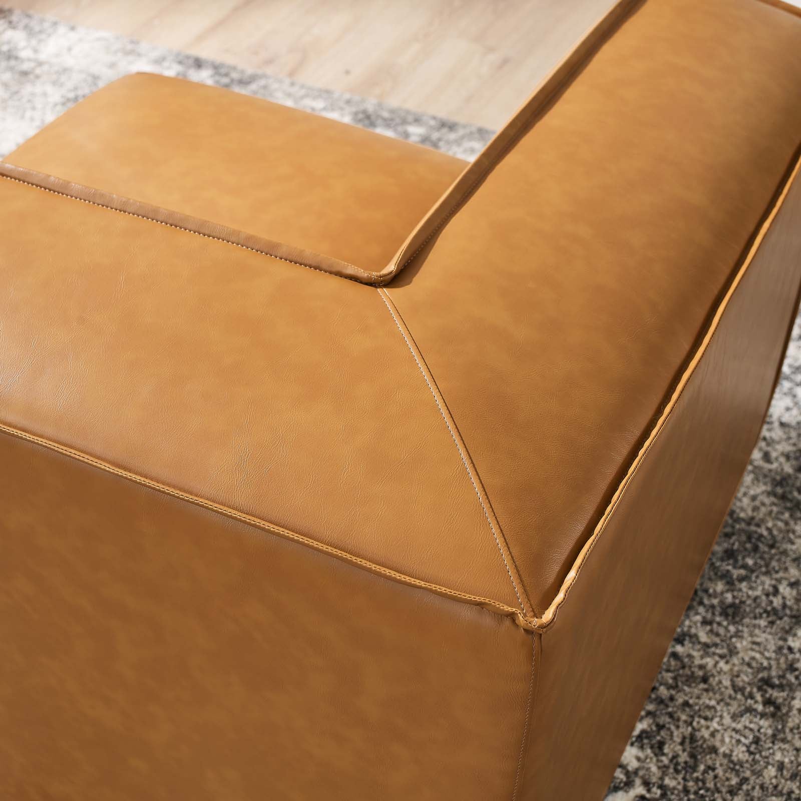 Modway Accent Chairs - Restore Vegan Leather Sectional Sofa Corner Chair Tan