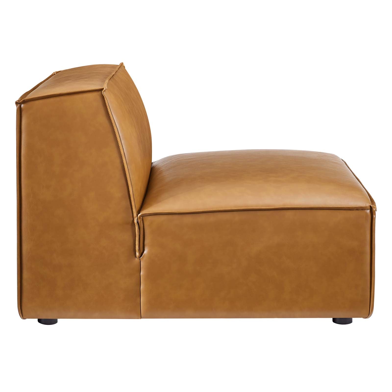 Modway Accent Chairs - Restore Vegan Leather Sectional Sofa Armless Chair Tan