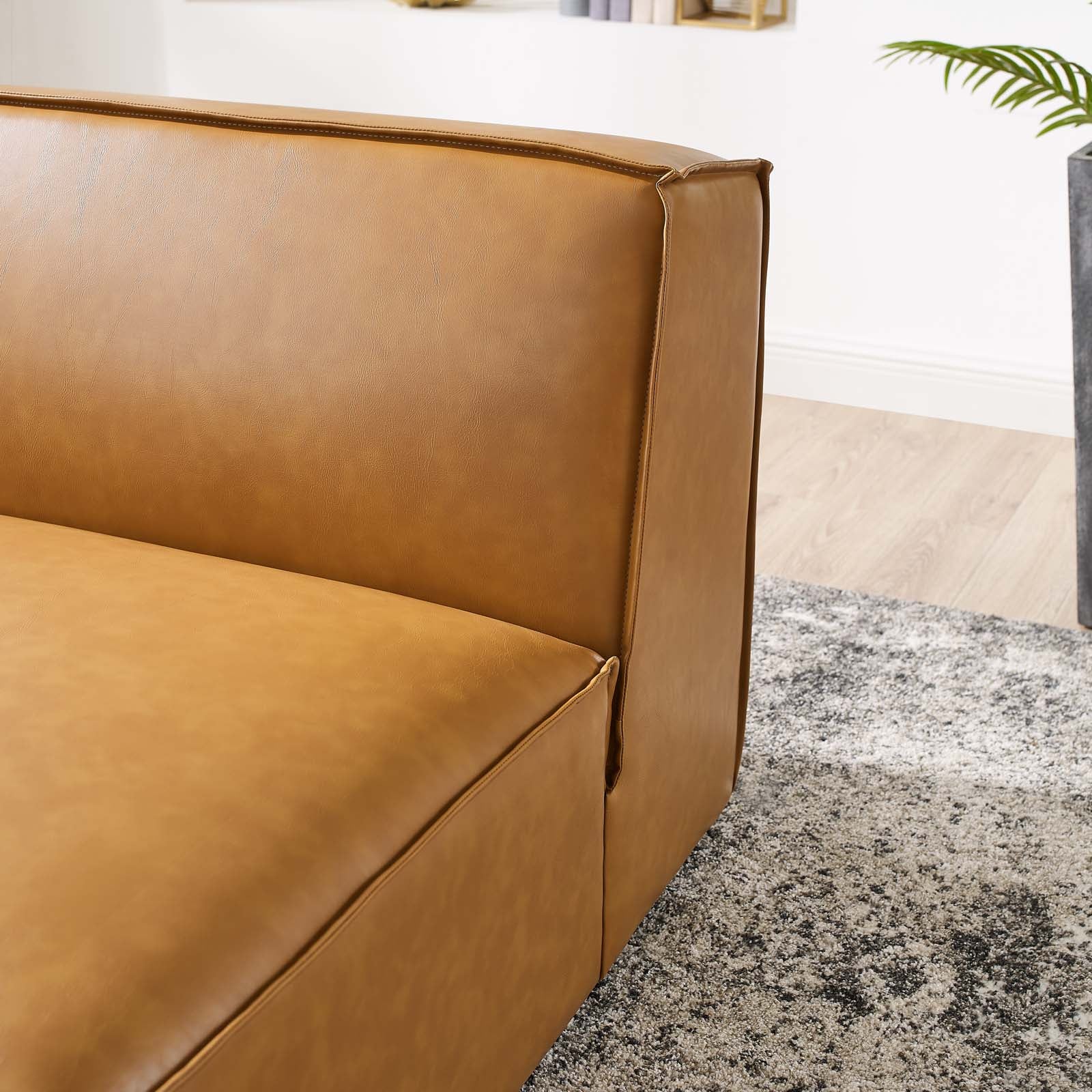 Modway Accent Chairs - Restore Vegan Leather Sectional Sofa Armless Chair Tan