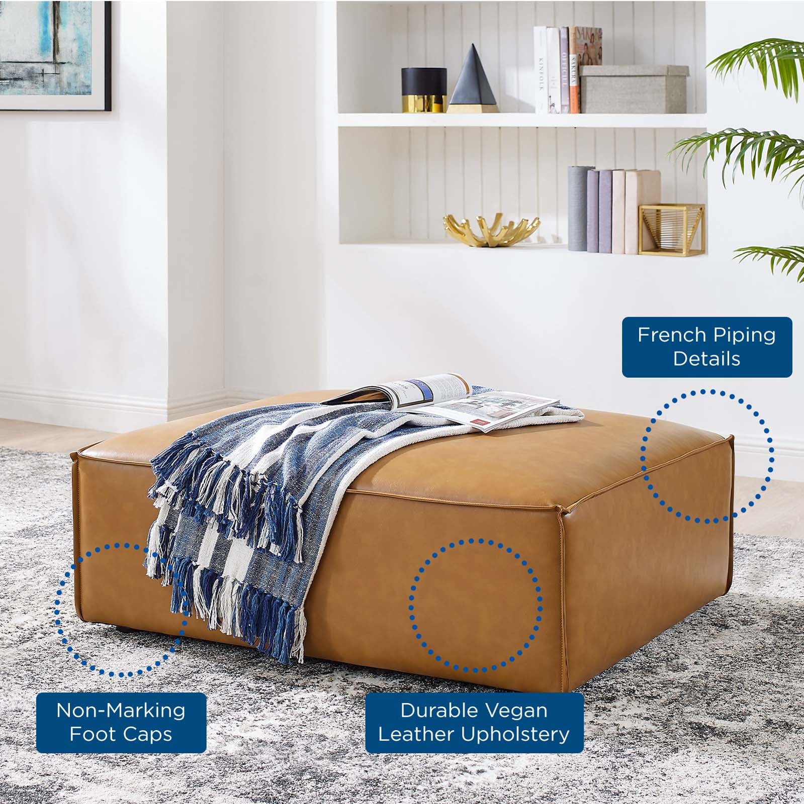 Modway Ottomans & Stools - Restore Vegan Leather Ottoman Tan