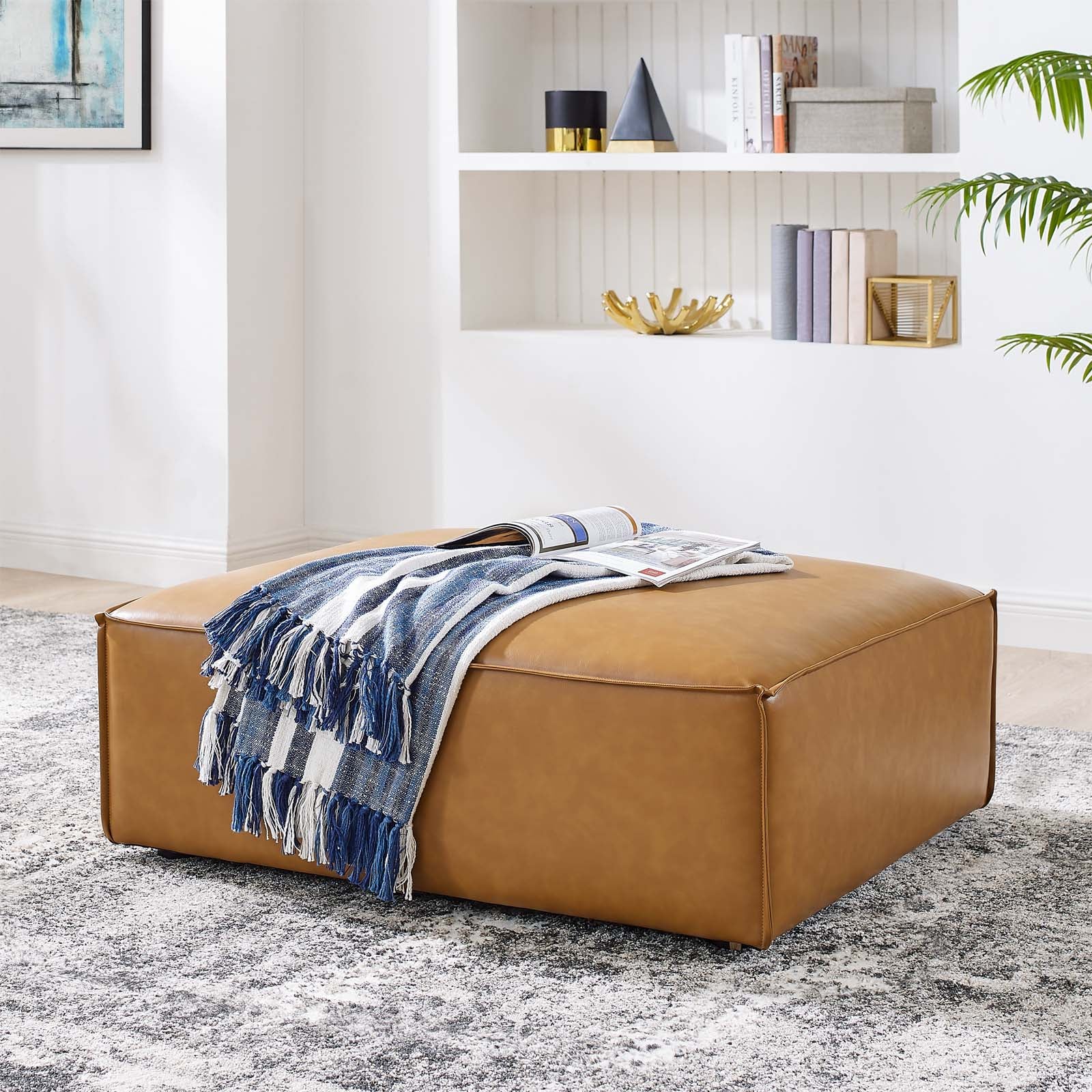 Modway Ottomans & Stools - Restore Vegan Leather Ottoman Tan