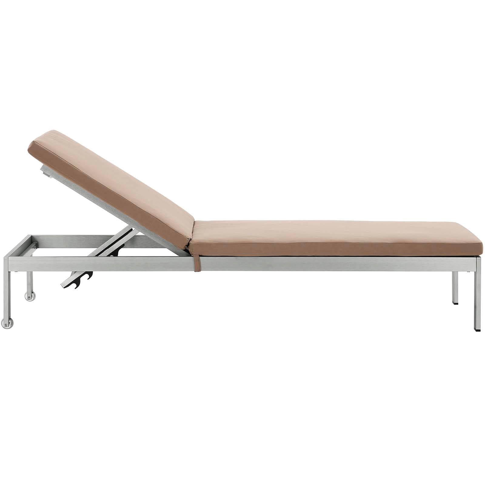 Modway Outdoor Loungers - Shore Outdoor Patio Aluminum Chaise Silver Mocha