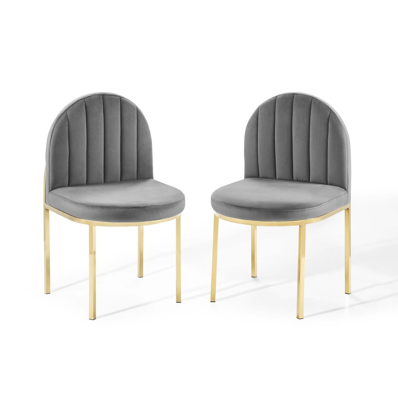 Modway Dining Chairs - Isla Dining Side Chair Performance Velvet Set of 2 Gold Gray