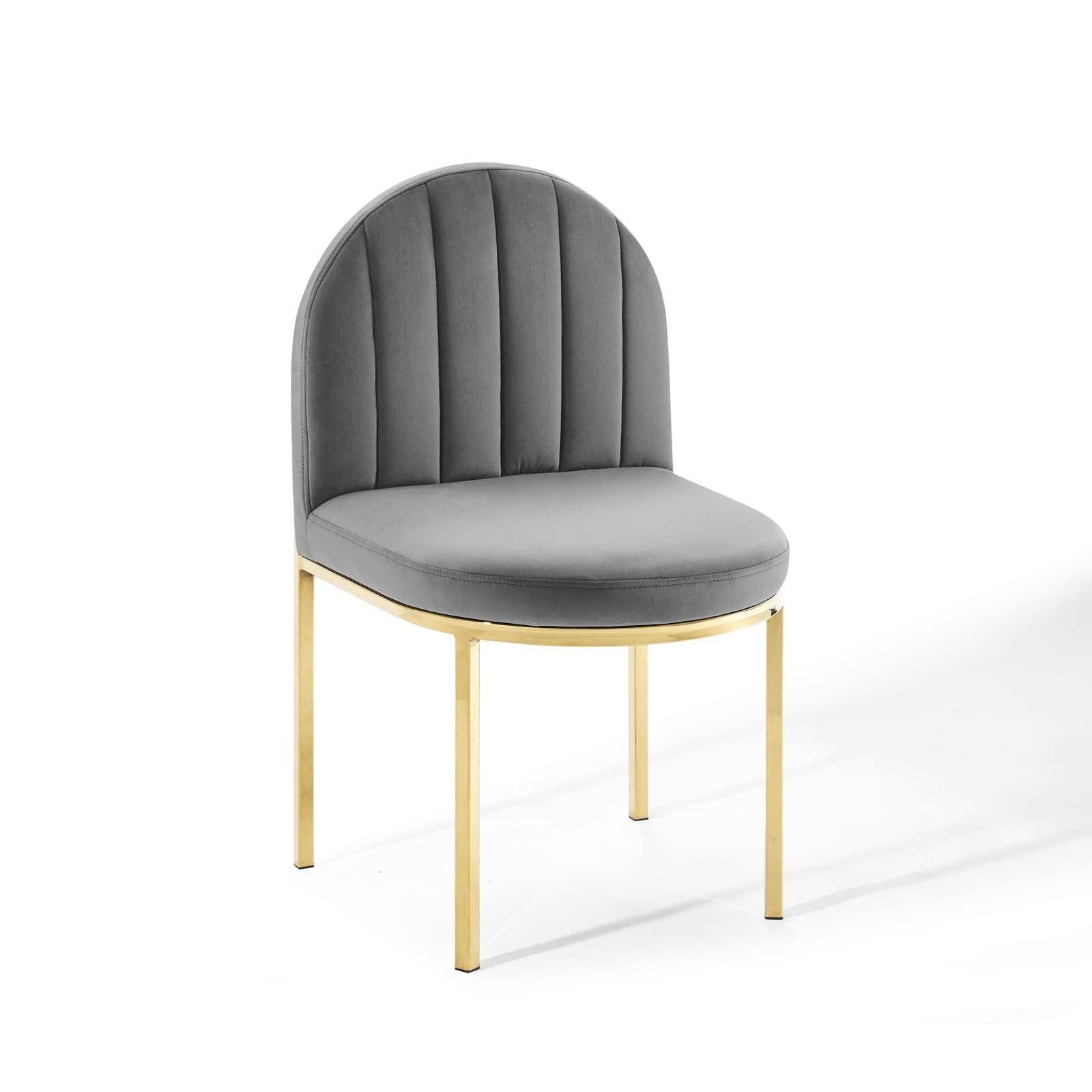 Modway Dining Chairs - Isla Dining Side Chair Performance Velvet Set of 2 Gold Gray