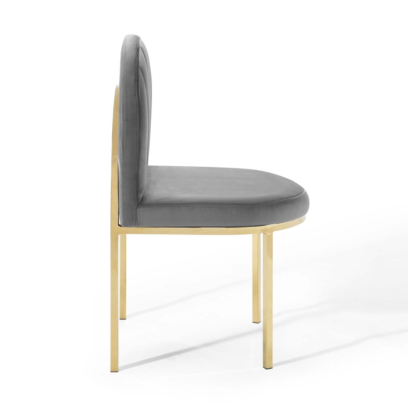 Modway Dining Chairs - Isla Dining Side Chair Performance Velvet Set of 2 Gold Gray