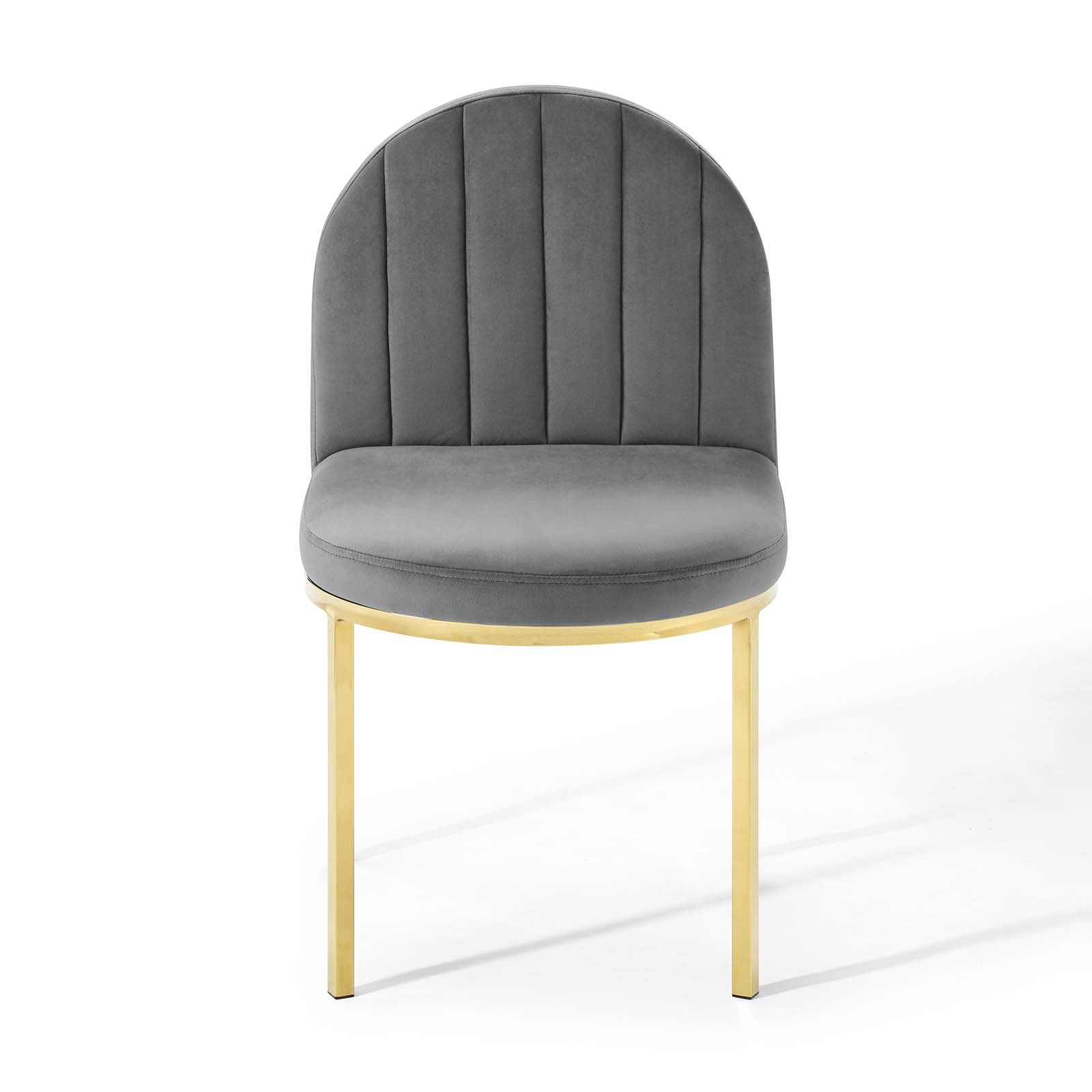 Modway Dining Chairs - Isla Dining Side Chair Performance Velvet Set of 2 Gold Gray