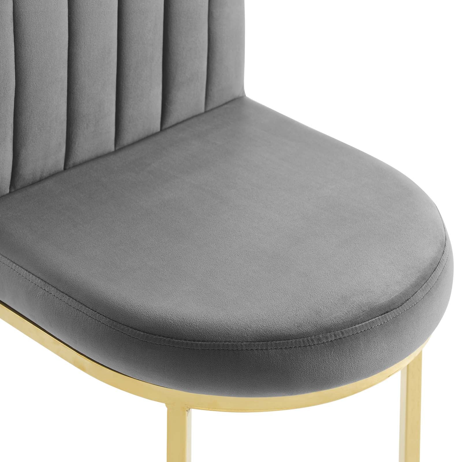 Modway Dining Chairs - Isla Dining Side Chair Performance Velvet Set of 2 Gold Gray