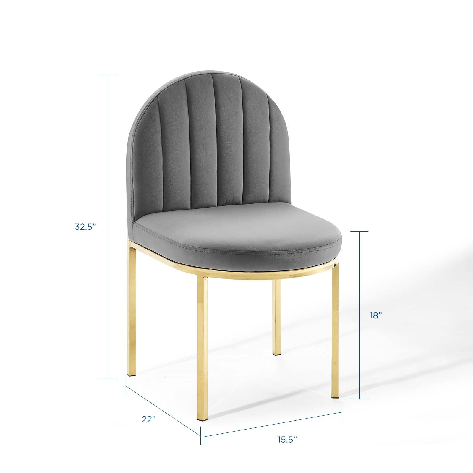 Modway Dining Chairs - Isla Dining Side Chair Performance Velvet Set of 2 Gold Gray