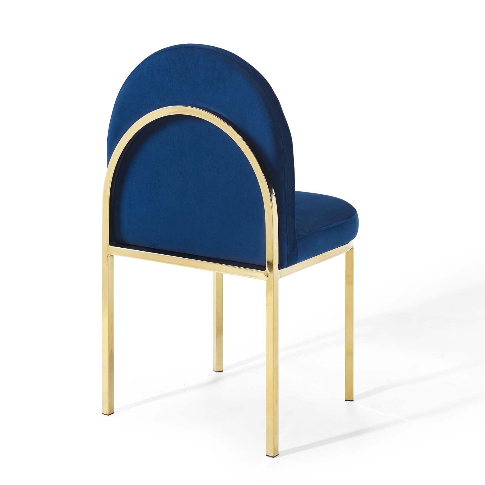 Modway Dining Chairs - Isla Dining Side Chair Performance Velvet Gold Navy (Set of 2)
