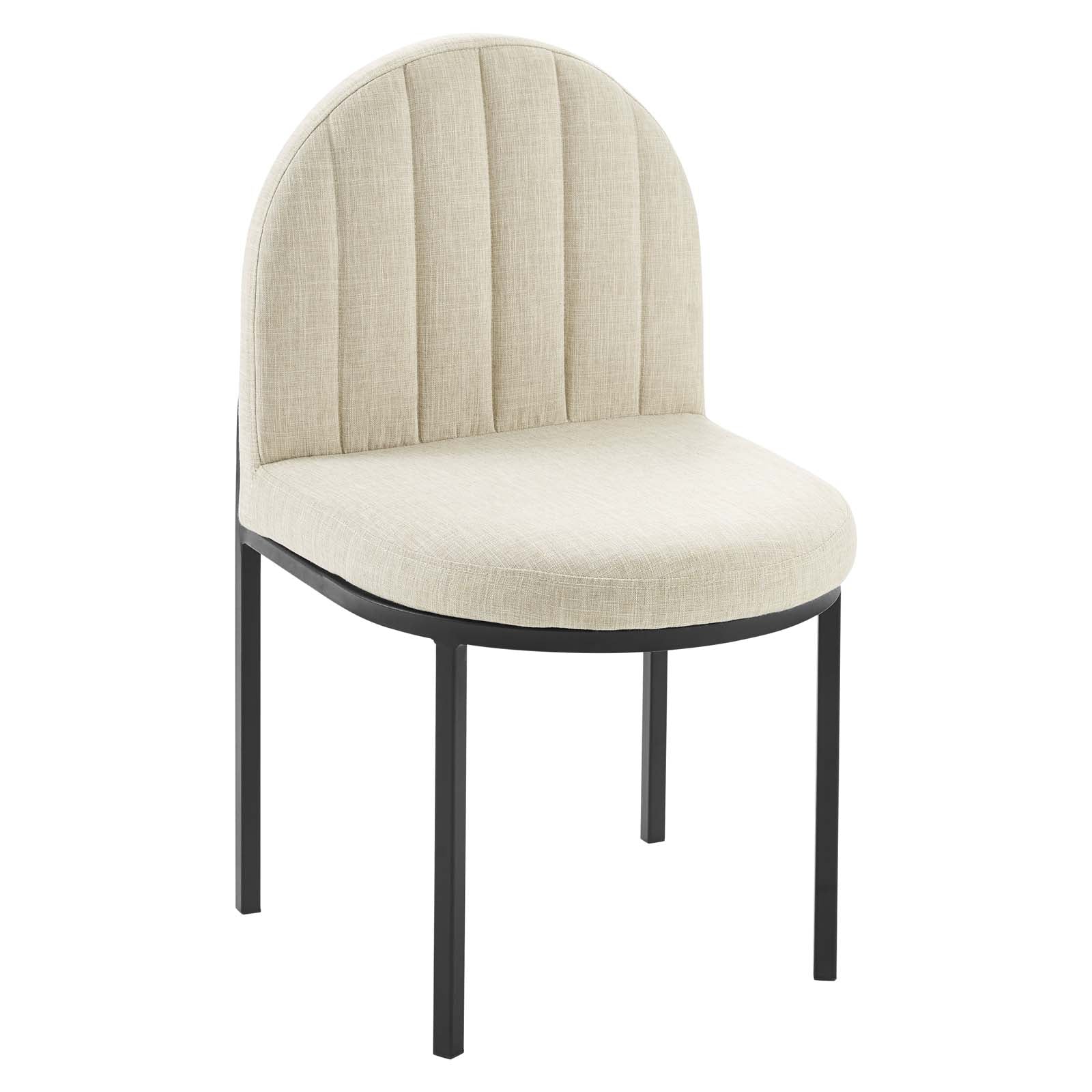 Modway Dining Chairs - Isla Dining Side Chair Upholstered Fabric Set of 2 Black Beige