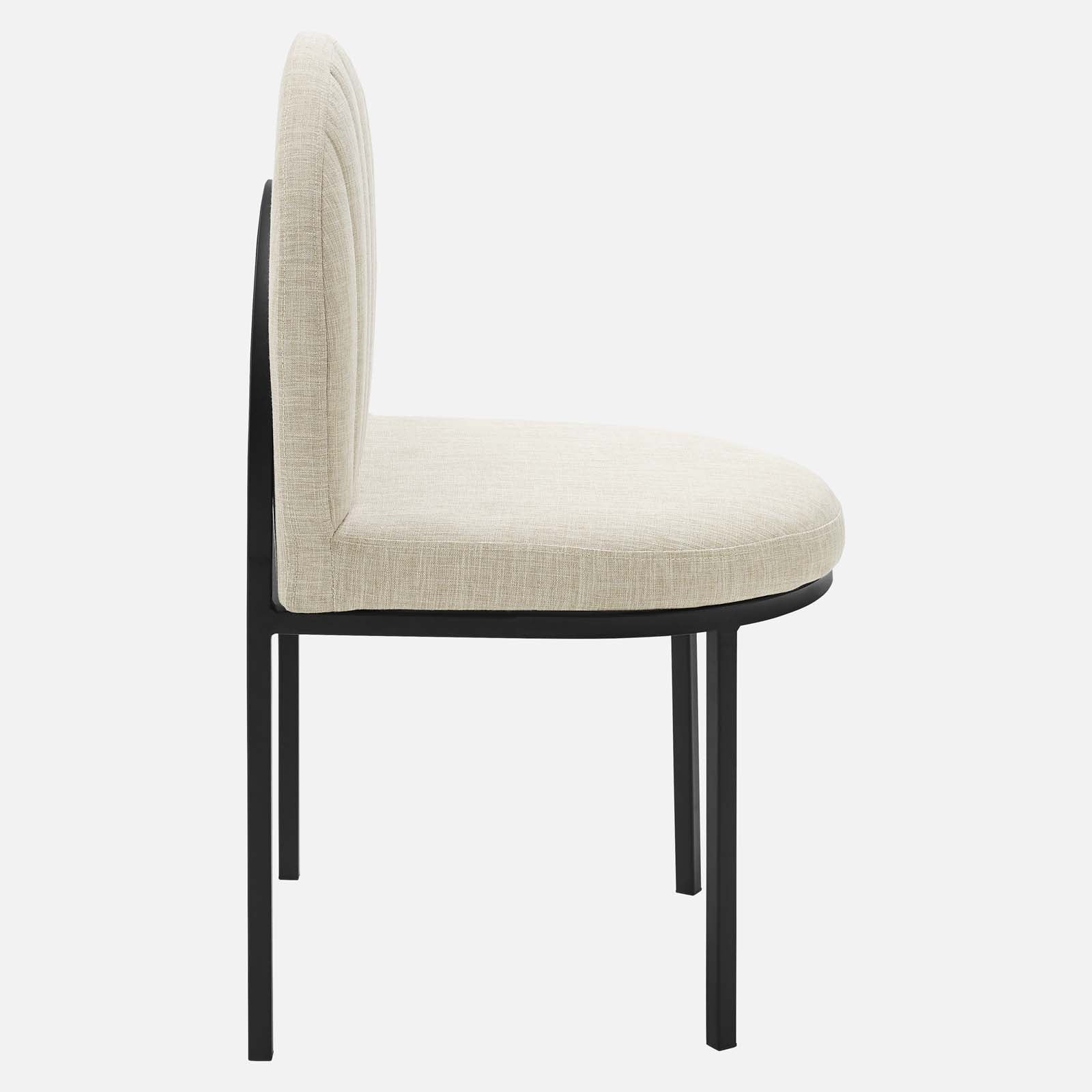 Modway Dining Chairs - Isla Dining Side Chair Upholstered Fabric Set of 2 Black Beige