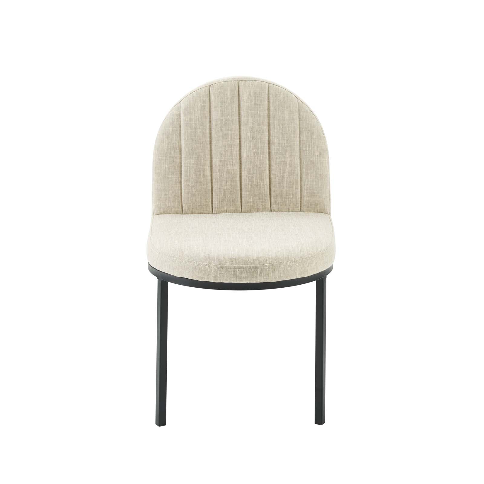 Modway Dining Chairs - Isla Dining Side Chair Upholstered Fabric Set of 2 Black Beige