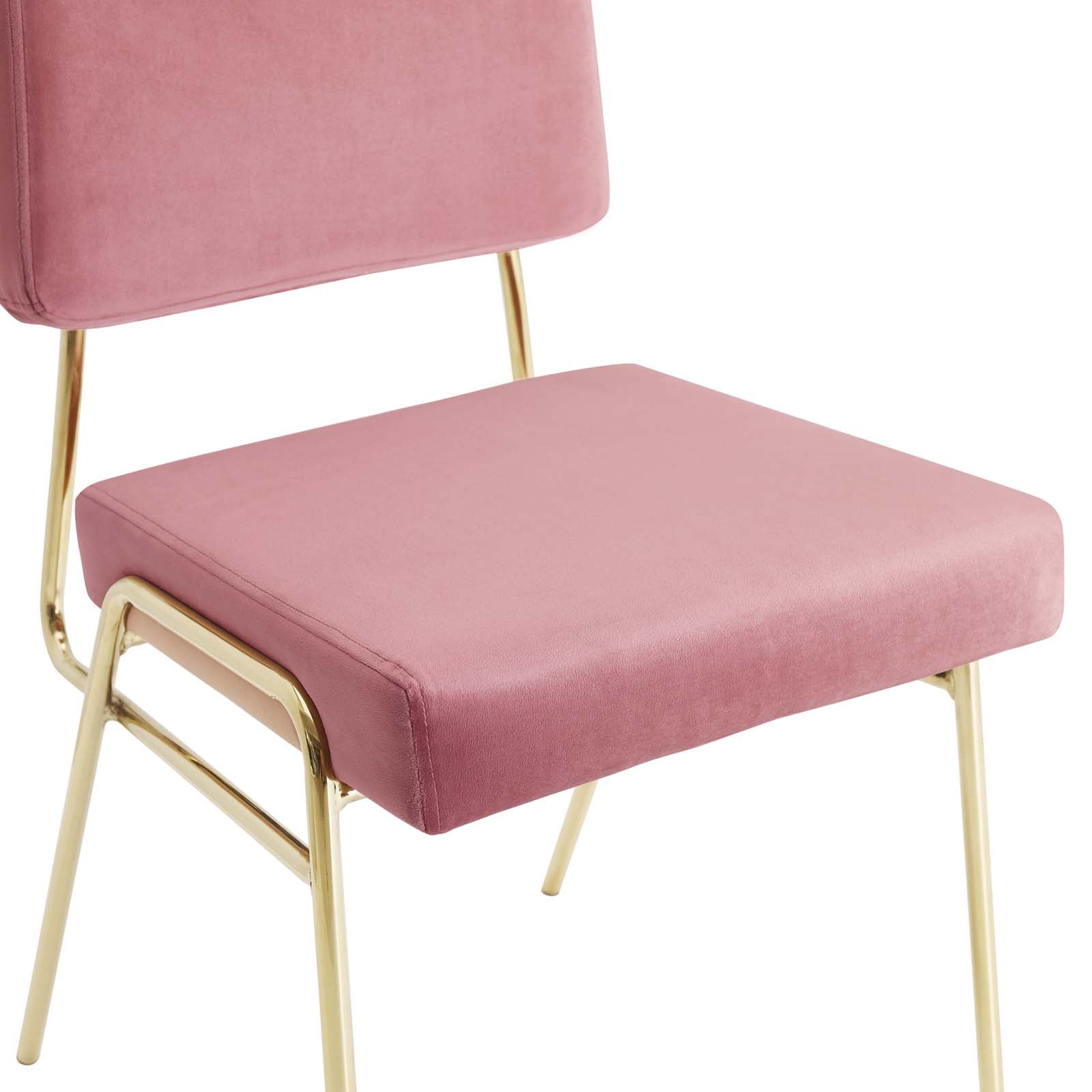 Modway Dining Chairs - Craft Dining Side Chair Performance Velvet Gold Dusty Rose (Set of 2)