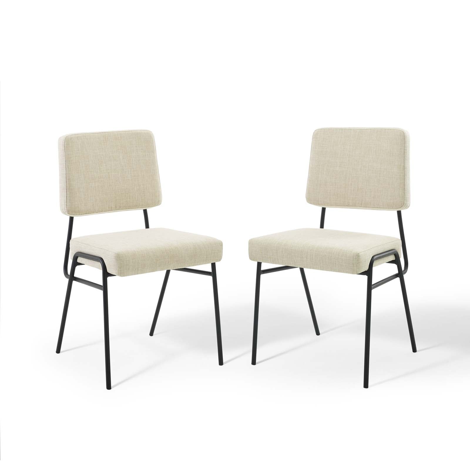 Modway Dining Chairs - Craft Dining Side Chair Upholstered Fabric Set Of 2 Black Beige