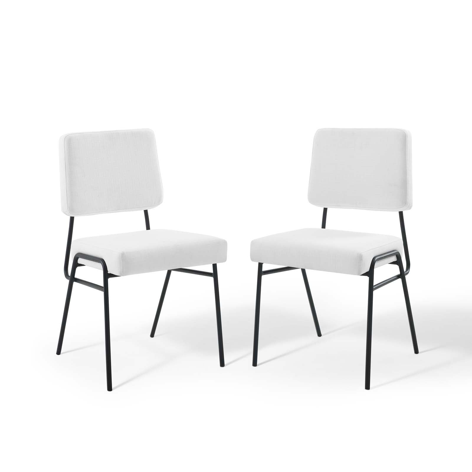 Modway Dining Chairs - Craft Dining Side Chair Upholstered Fabric Set of 2 Black White