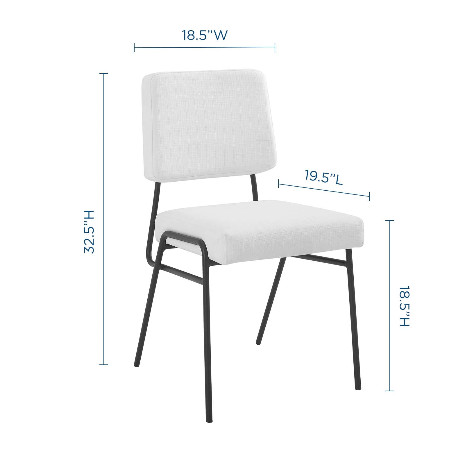 Modway Dining Chairs - Craft Dining Side Chair Upholstered Fabric Set of 2 Black White