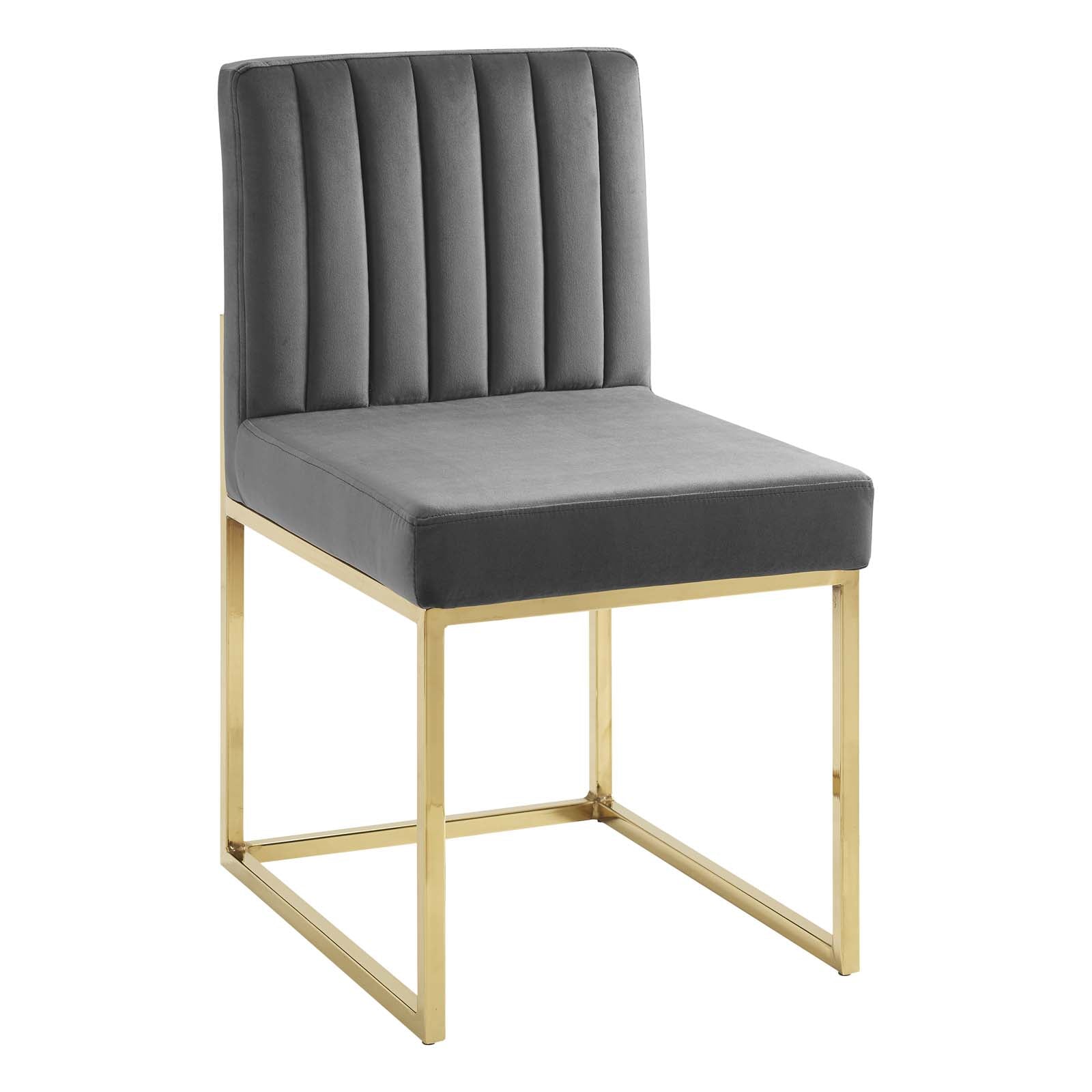 Modway Dining Chairs - Carriage Dining Chair Performance Velvet Set of 2 Gold Charcoal