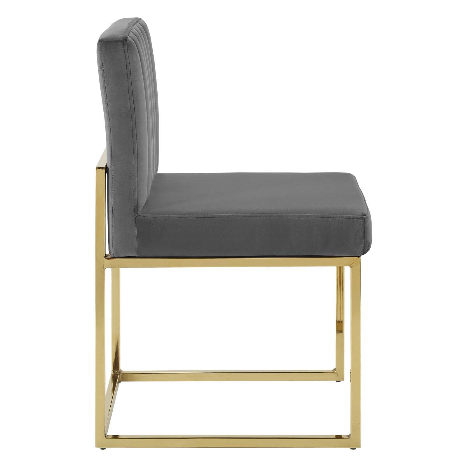 Modway Dining Chairs - Carriage Dining Chair Performance Velvet Set of 2 Gold Charcoal